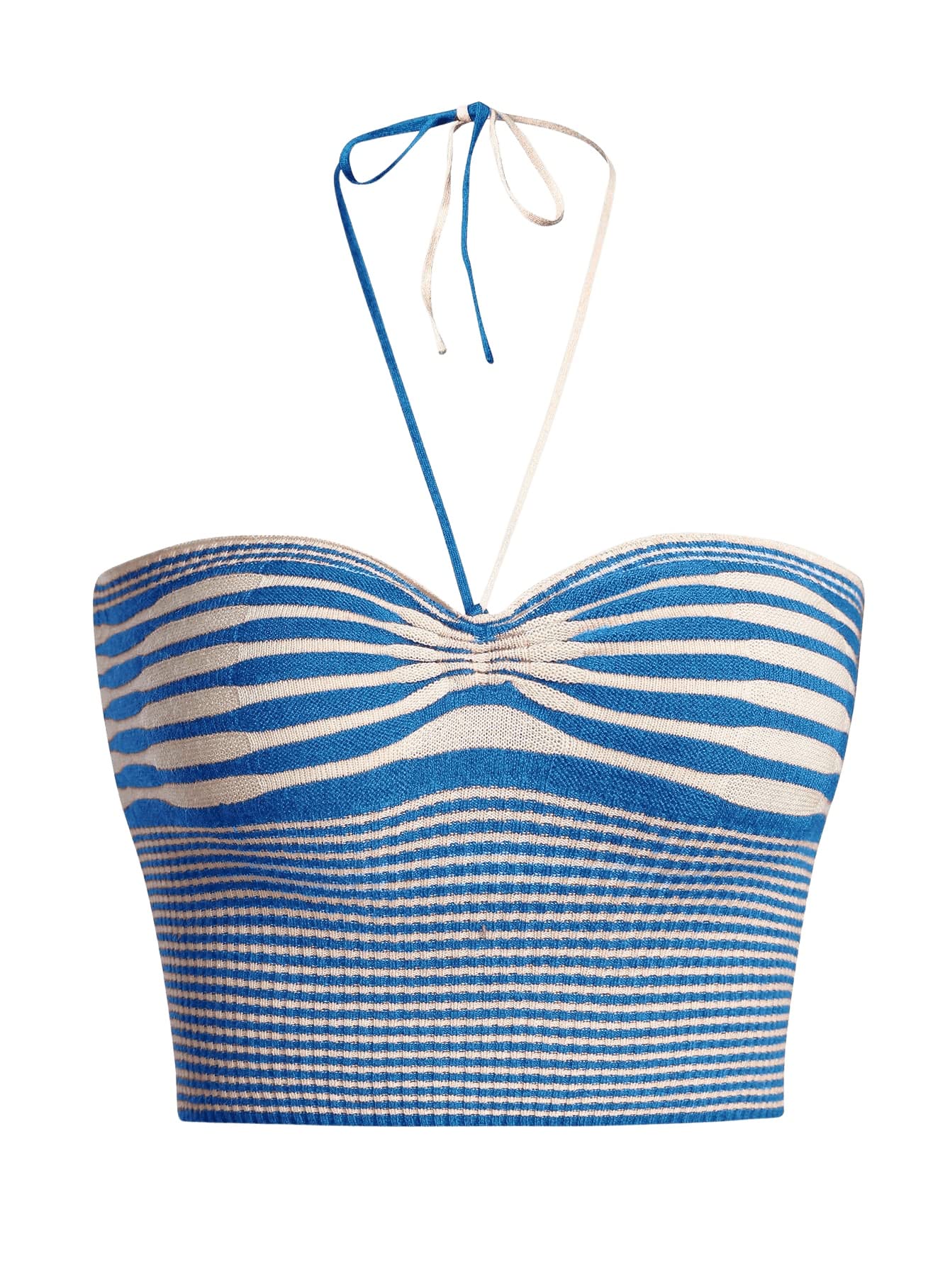 SweatyRocks Women's Striped Tie Backless Halter Top - Sleeveless Knitted Crop Cami Tank for Summer Beach, Party & Casual Outfits