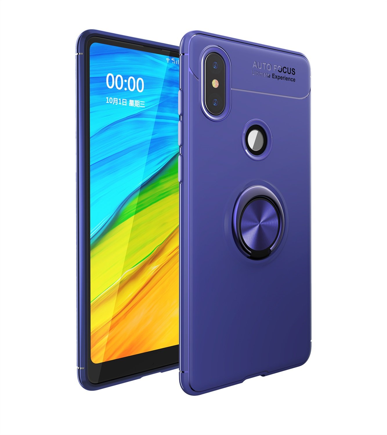 Shockproof Anti-Scratch TPU Case with 360° Rotating Finger Ring Holder for Xiaomi Mi Mix 2S - Blue | Slim Protective Cover for Everyday Use & Travel