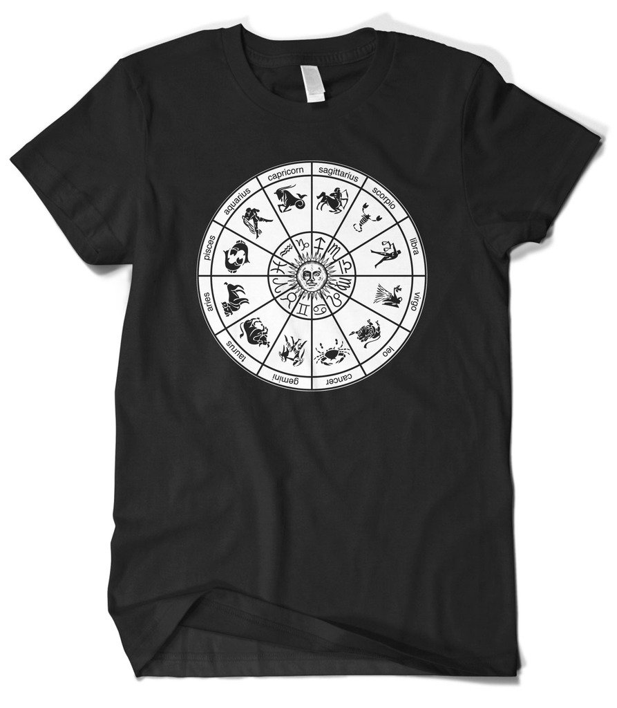 Cybertela Men's Zodiac Signs Horoscope Wheel Graphic T-Shirt - Perfect for Astrology Lovers & Casual Wear
