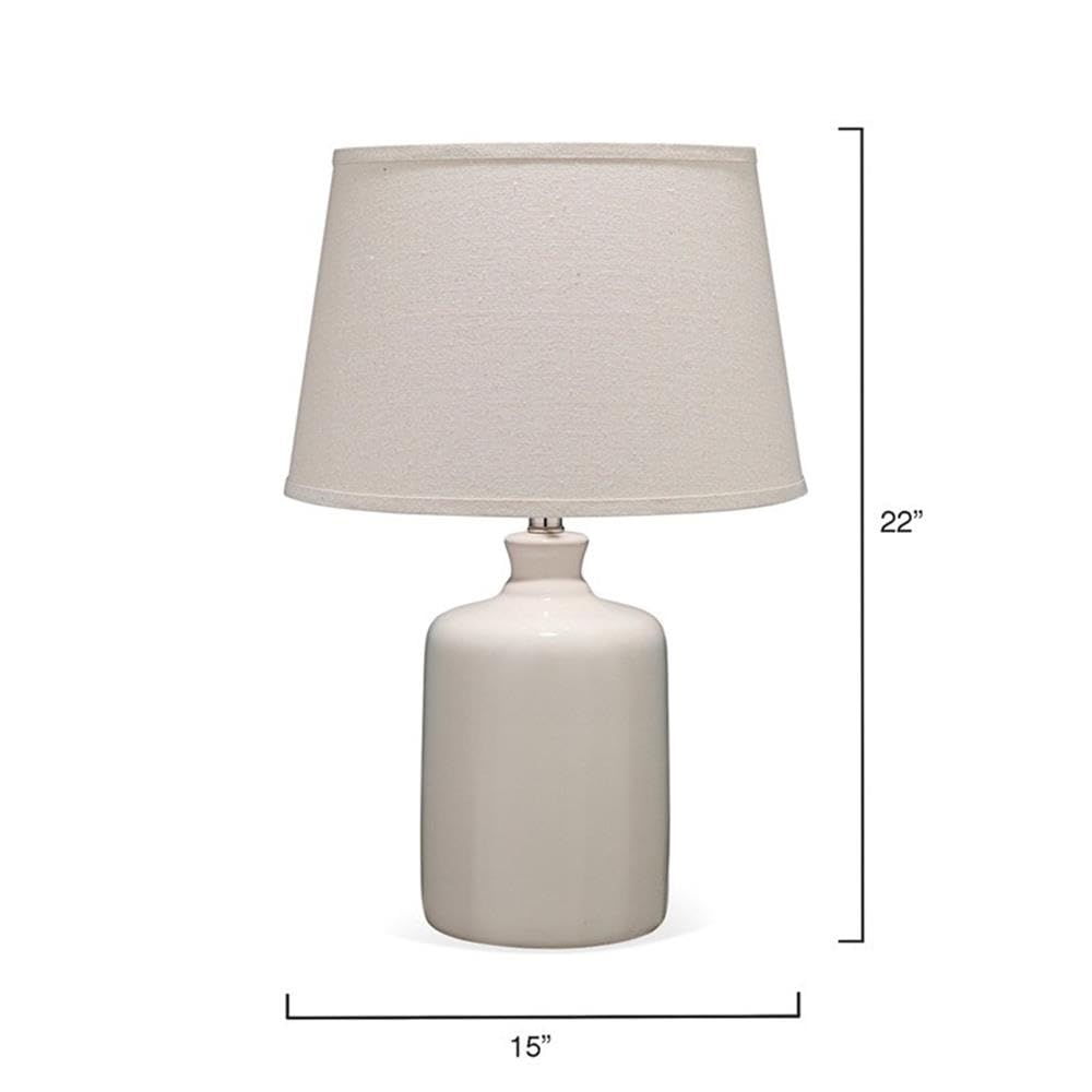 1-Light Transitional Glass Jar Table Lamp with Tapered Shade in Cream - Perfect for Bedside, Living Room & Office Decor
