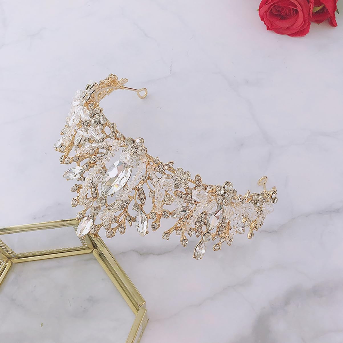 2 Pcs Silver Crystal Crown Tiaras for Women - Rhinestone Bridal Headpiece for Wedding, Prom & Special Occasions | Elegant Alloy Hair Accessories for Bride, Party & Ceremony Events