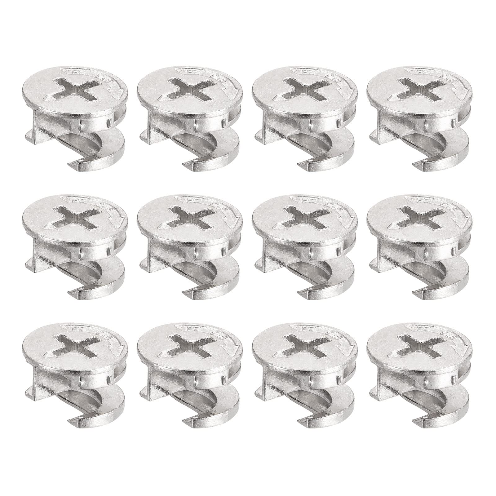 uxcell 12pcs 14.6x9.5mm Furniture Cam Lock Nuts - Durable Joint Connector & Cam Fittings for Cabinet, Wardrobe, and DIY Furniture Assembly