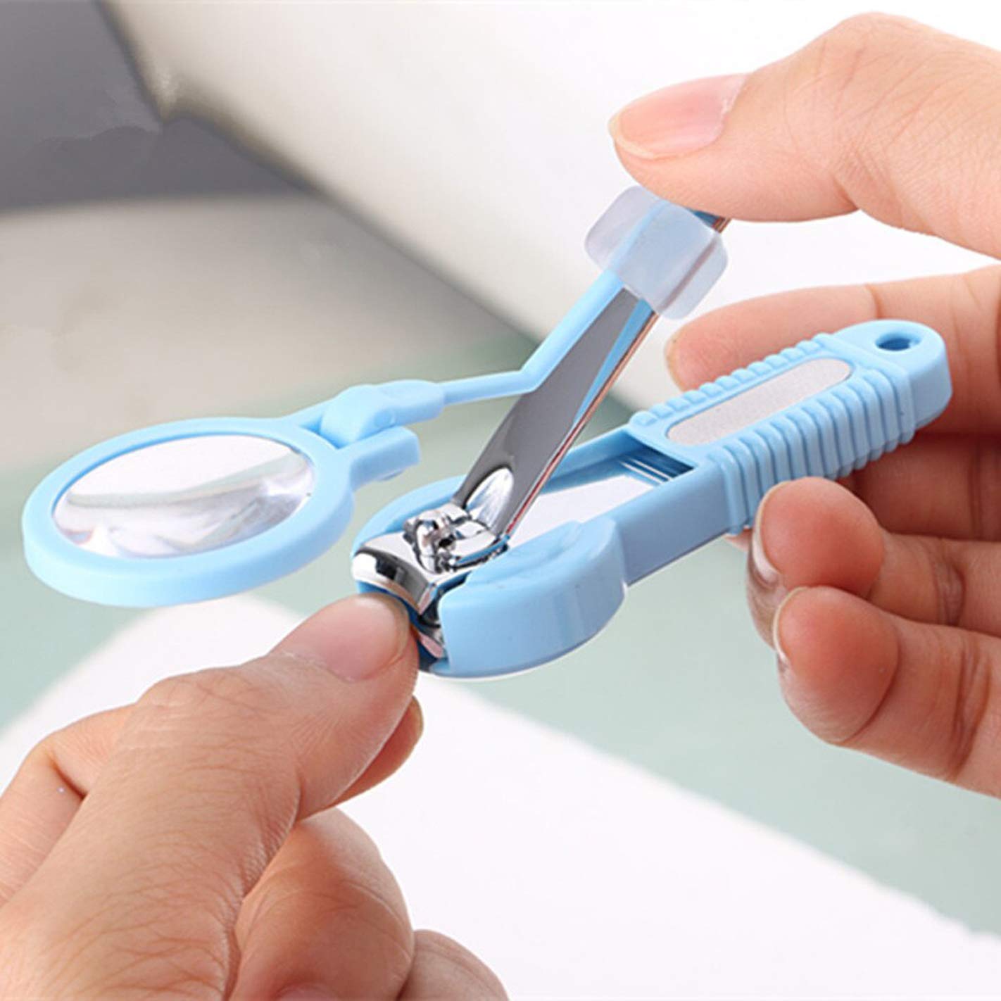 MEZON Stainless Steel Nail Clipper with Magnifying Glass - Professional Manicure Pedicure Tools for Kids & Seniors - Easy Grip Nail Cutter for Elderly Care & Children's Safety - Perfect for Home, Travel, and Salon Use