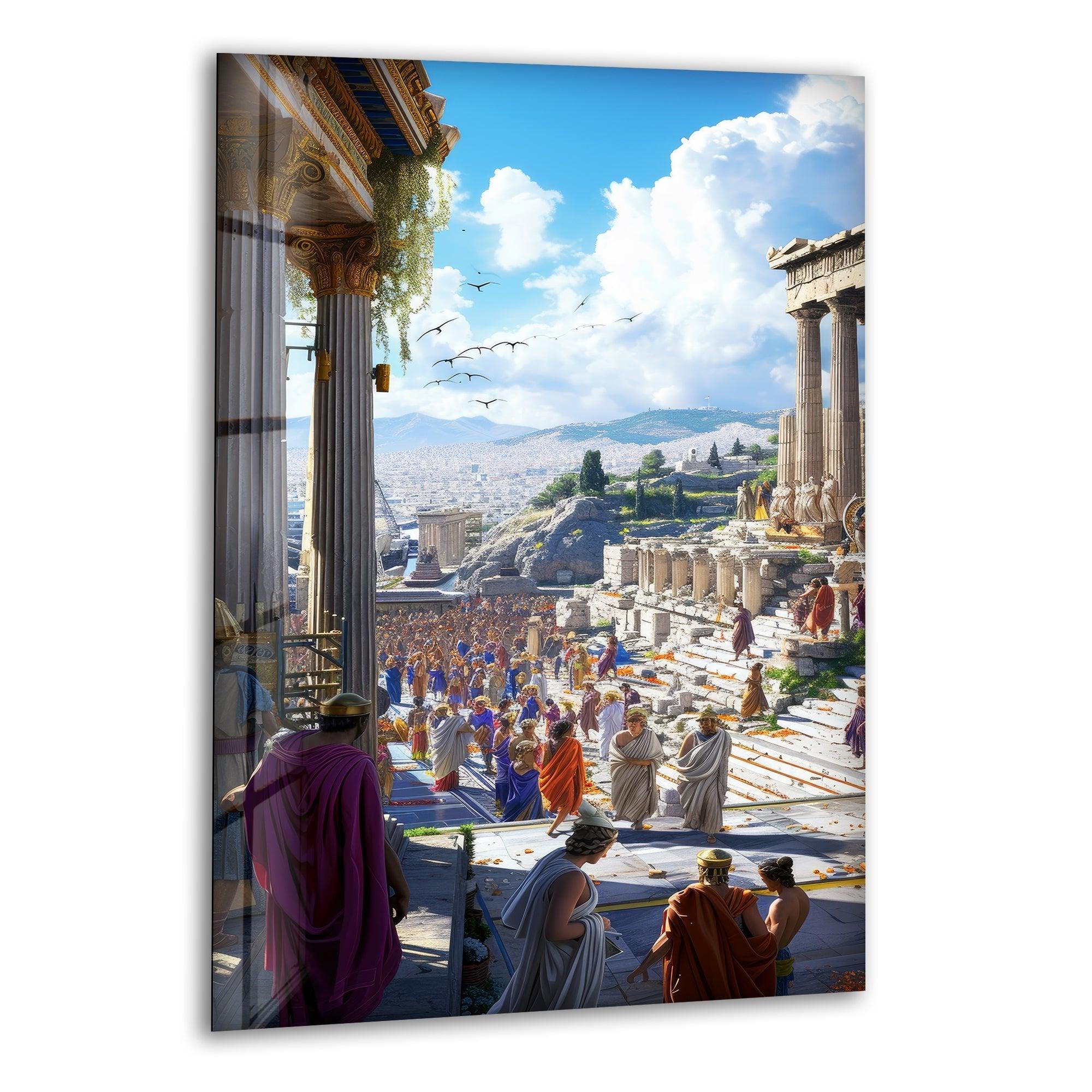 Ancient Rome City Glass Wall Art - Stunning Roman Architecture Decor for Home & Office - Perfect for Living Room, Bedroom, or Office Decor