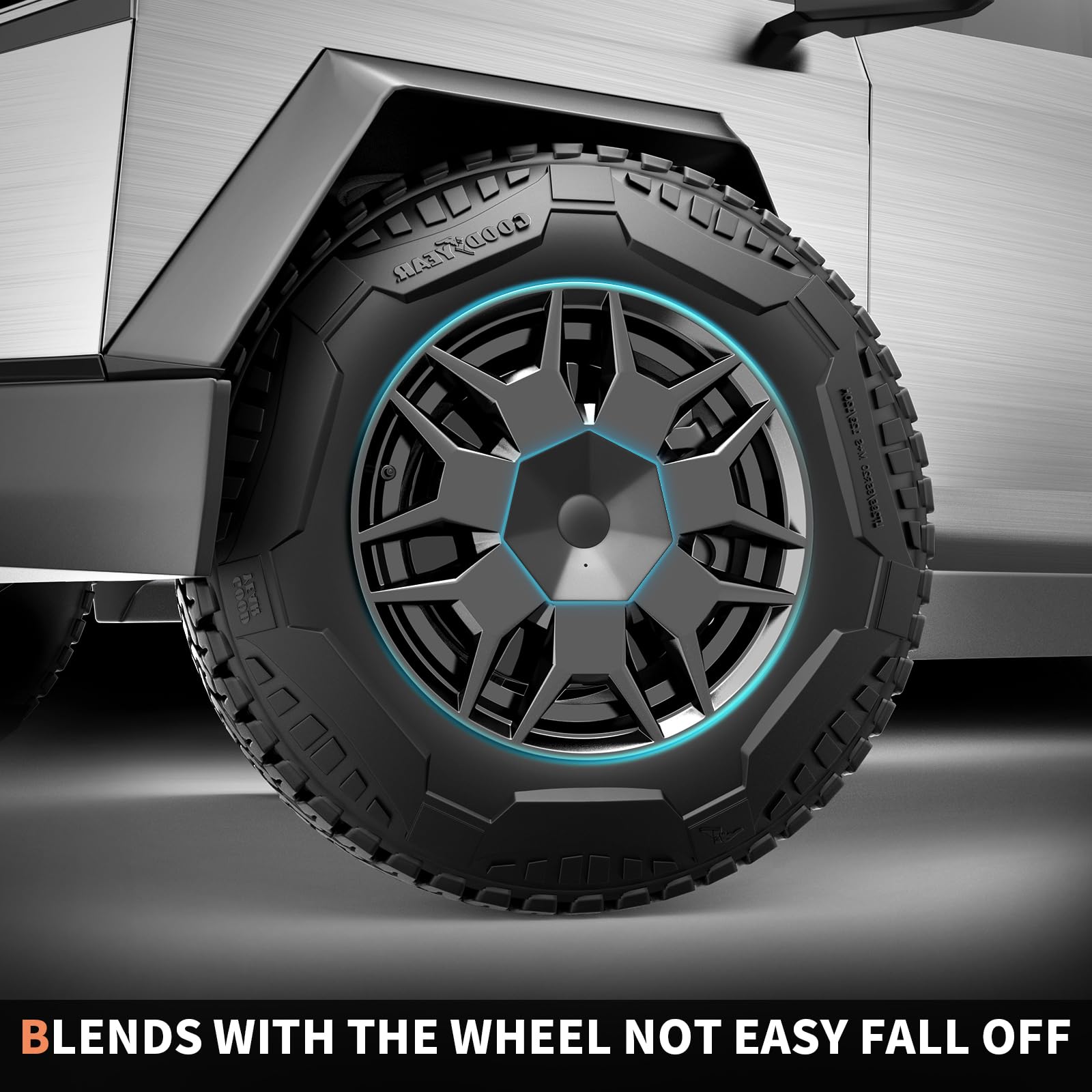 2024 2023 Tesla Cybertruck Wheel Center Caps - 4PC Custom Cyber Truck Accessories | Full Coverage, Rust & Dust Resistant Hub Caps | Easy Installation for Enhanced Style & Protection | Perfect for Off-Roading & Urban Driving