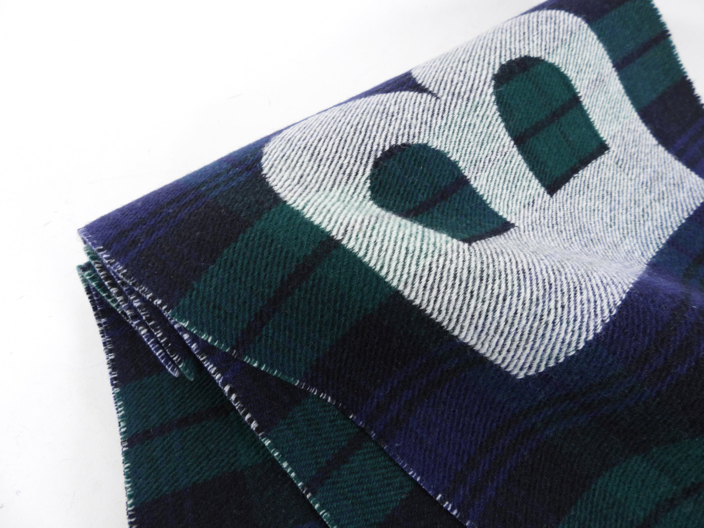 Balenciaga Green Check Wool Oversized Logo Scarf - Luxury Winter Fashion Accessory for Women & Men - Perfect for Cold Weather, Travel & Street Style