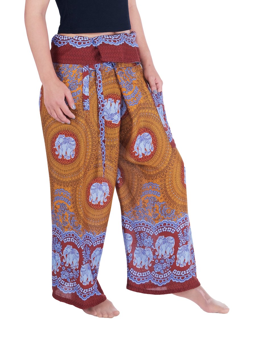 Lannaclothesdesign Women's Thai Fisherman Pants - Yoga Trousers with Wide Legs - Comfortable Loose Fit Pants for Yoga, Meditation, Beach & Casual Wear