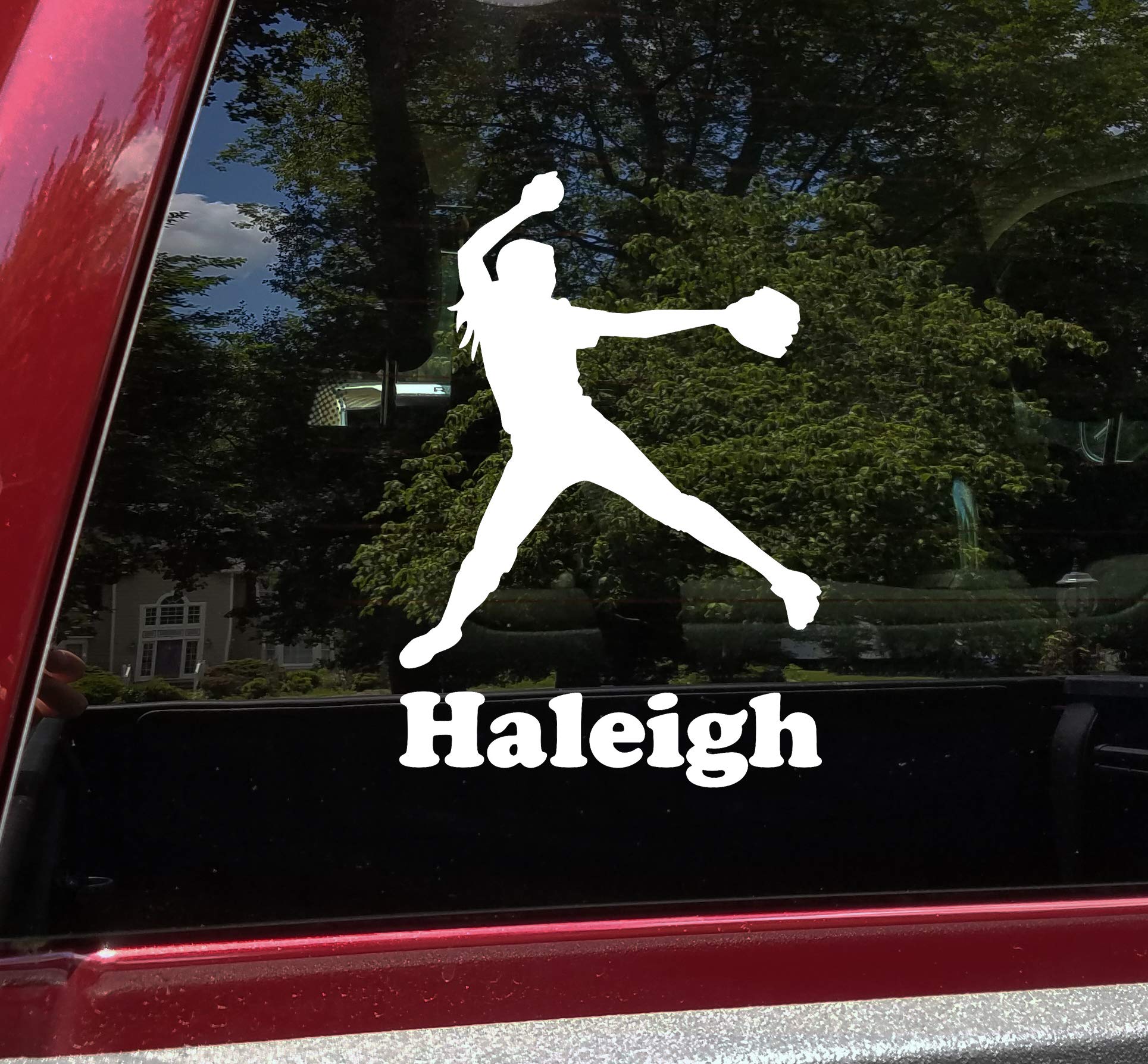 Custom Personalized Name Softball Pitcher Vinyl Decal - Fast Pitch Die Cut Sticker 4.5x6 inches - Perfect for Helmets, Bats, Water Bottles & Team Spirit