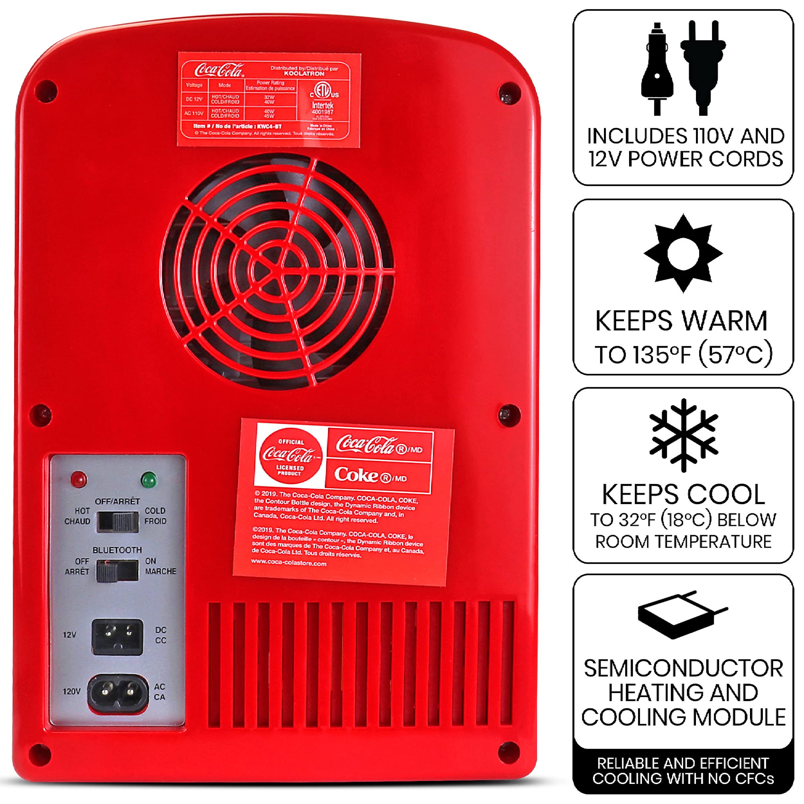 Koolatron Mini Fridge - 8 Can Portable Refrigerator for Bedroom, Office & Skincare | Compact Table Top Beverage Cooler for Drinks, Soda, Wine & Breast Milk | 12V/110V Dual Power | Perfect for Car, Dorm, Patio & Travel | Bluetooth Enabled Smart Cooling Solution