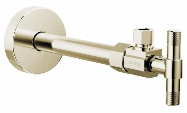Brizo BT022205 PN Angled Supply Stop Valve with Cross Handle in Polished Nickel - Perfect for Bathroom & Kitchen Faucet Installations, Leak Prevention & Plumbing Repairs