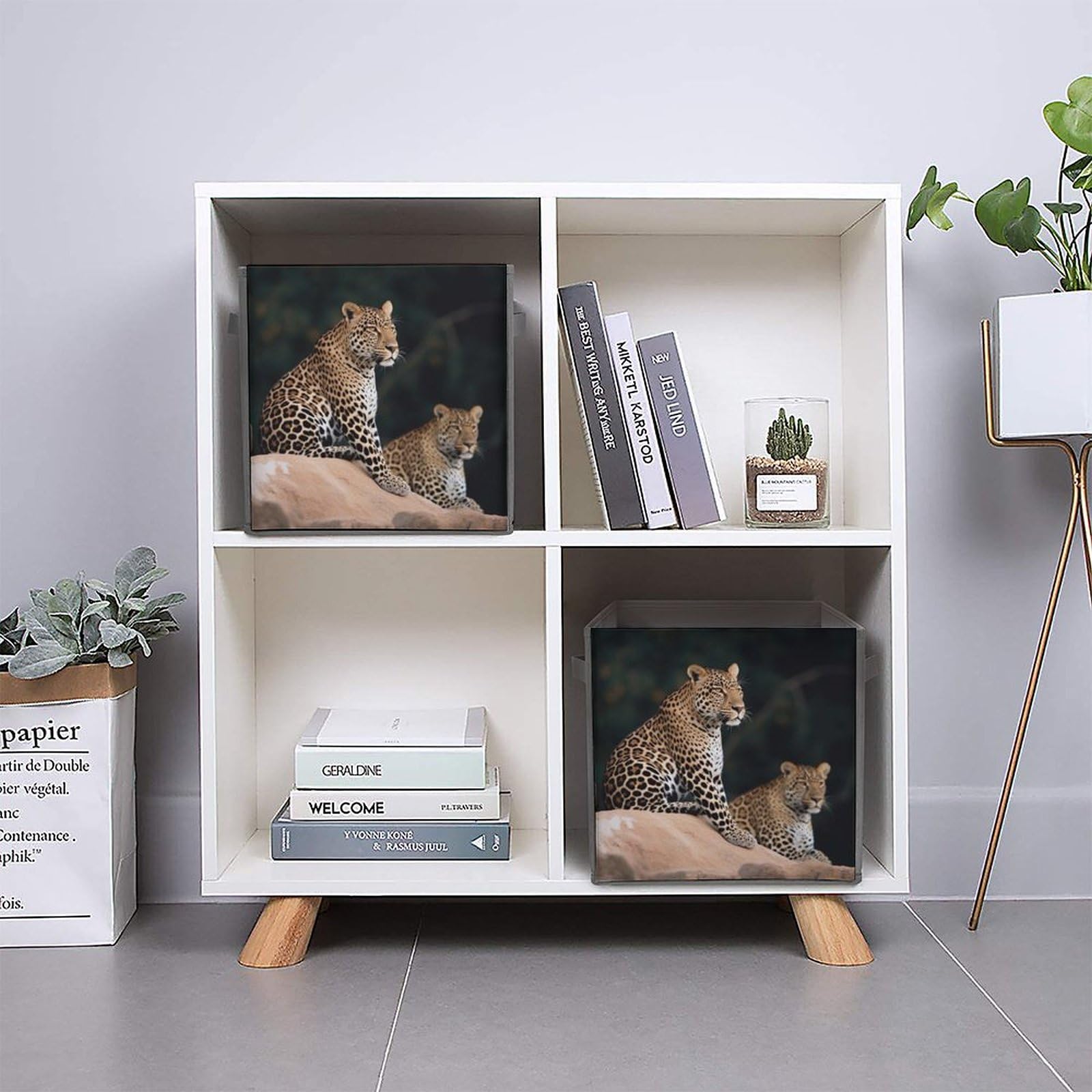 Foldable Storage Box with African Leopard Print - Large Capacity Organizer for Closet, Bedroom & Office | Collapsible Fabric Bin for Home Organization
