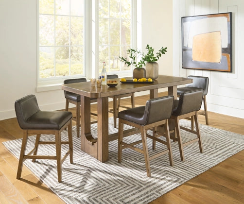 Cabalynn 36-Inch Counter Height Dining Table Set with 6 Bar Stools - Modern Kitchen Island Breakfast Nook Set for Small Spaces, Entertaining & Family Gatherings