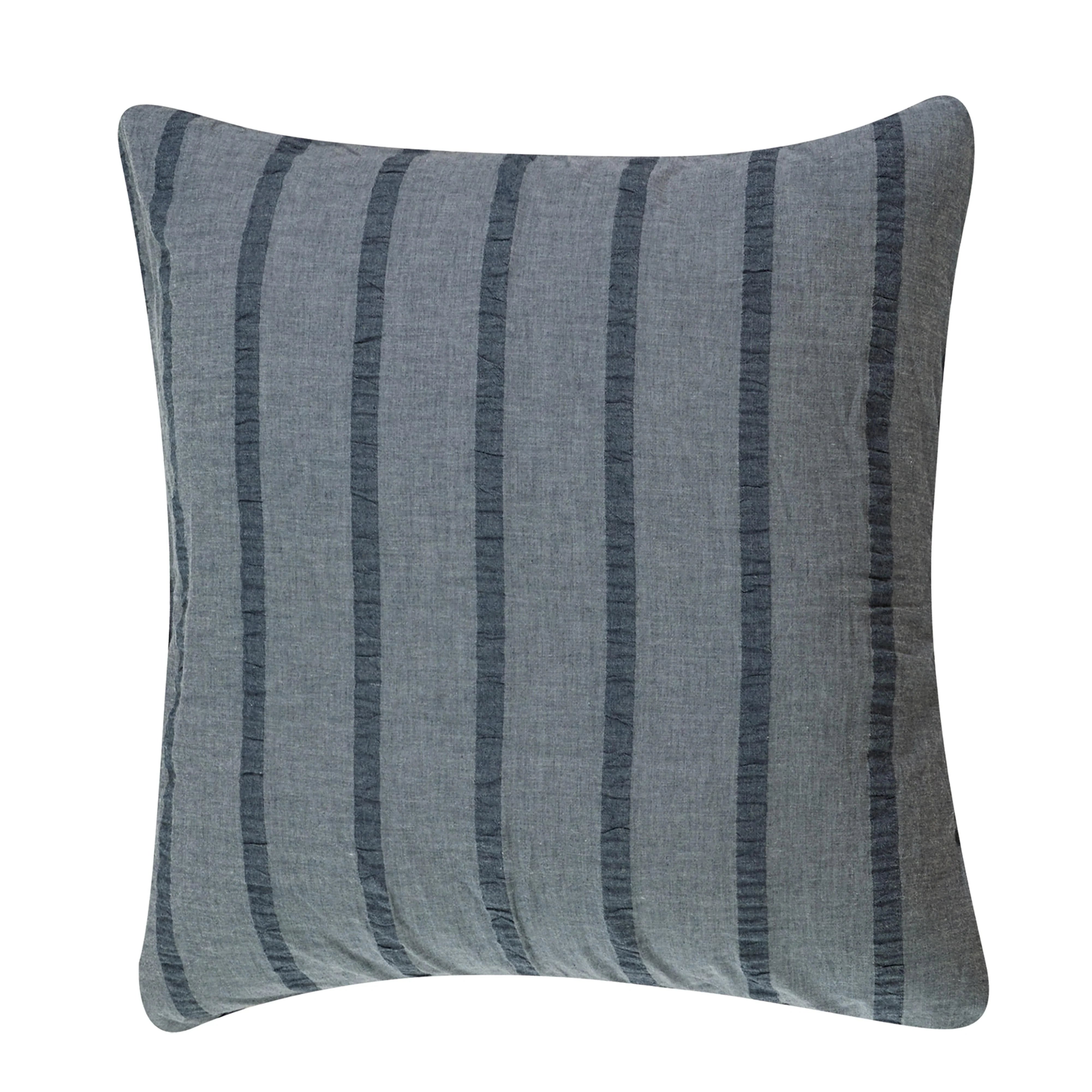 Harper Blue Stripe Euro Sham Pillow Cover - 100% Cotton Decorative Pillowcase for Sofa, Bed & Couch - Perfect for Home Decor, Living Room & Bedroom Styling