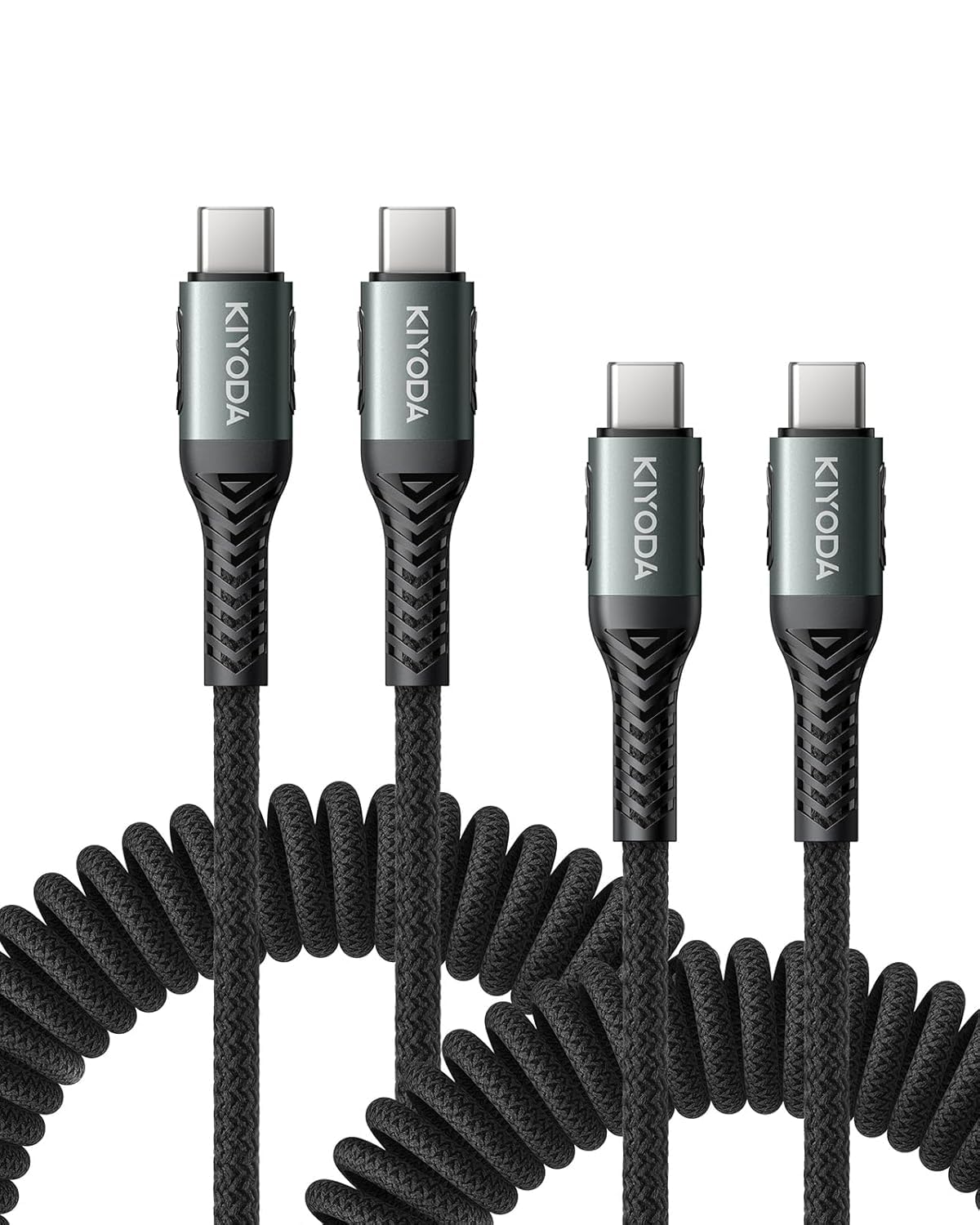 USB C to USB C Cable 3FT 2Pack - 66W Fast Charging Braided Coiled Type C Cord for iPhone 16/15, iPad, Samsung Galaxy, Google Pixel, Moto, LG, TCL - Perfect for Car Charging & Travel Accessories