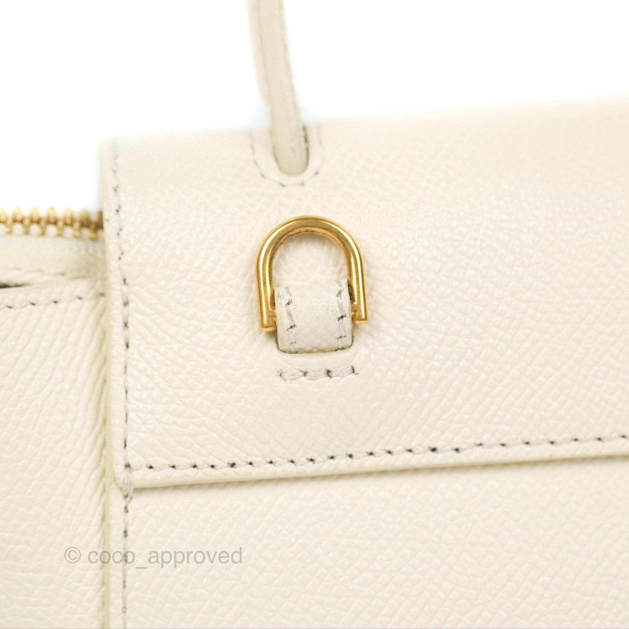 Celine Pico Belt Bag in White Grained Calfskin with Gold Hardware - Luxury Crossbody Bag for Women, Perfect for Everyday Use and Special Occasions