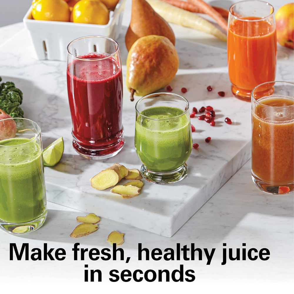 Hamilton Beach 67850 Wide Chute High Speed Juicer - Powerful Cold Press Juicer for Fruits & Vegetables - Perfect for Healthy Smoothies, Detox Drinks & Family Breakfasts