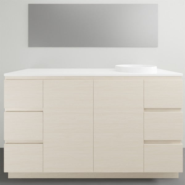 ADP Glacier Lite Door and Drawer Trio Vanity with Solid Surface Top - Modern Bathroom Vanity Set with Storage for Small Spaces, Perfect for Apartments and Powder Rooms