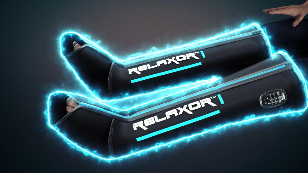 Relaxor Recover E Full Leg Recovery Therapy - Compression Sleeves for Muscle Pain Relief & Circulation - Ideal for Athletes, Runners & Post-Workout Recovery