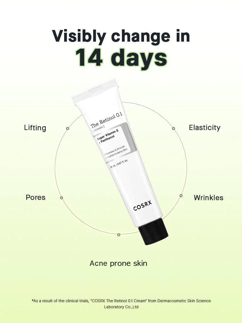 COSRX Retinol 0.1% Anti-Aging Cream 20ml - Moisturizing Night Face Cream for Wrinkles & Fine Lines, Perfect for Nighttime Skincare Routine