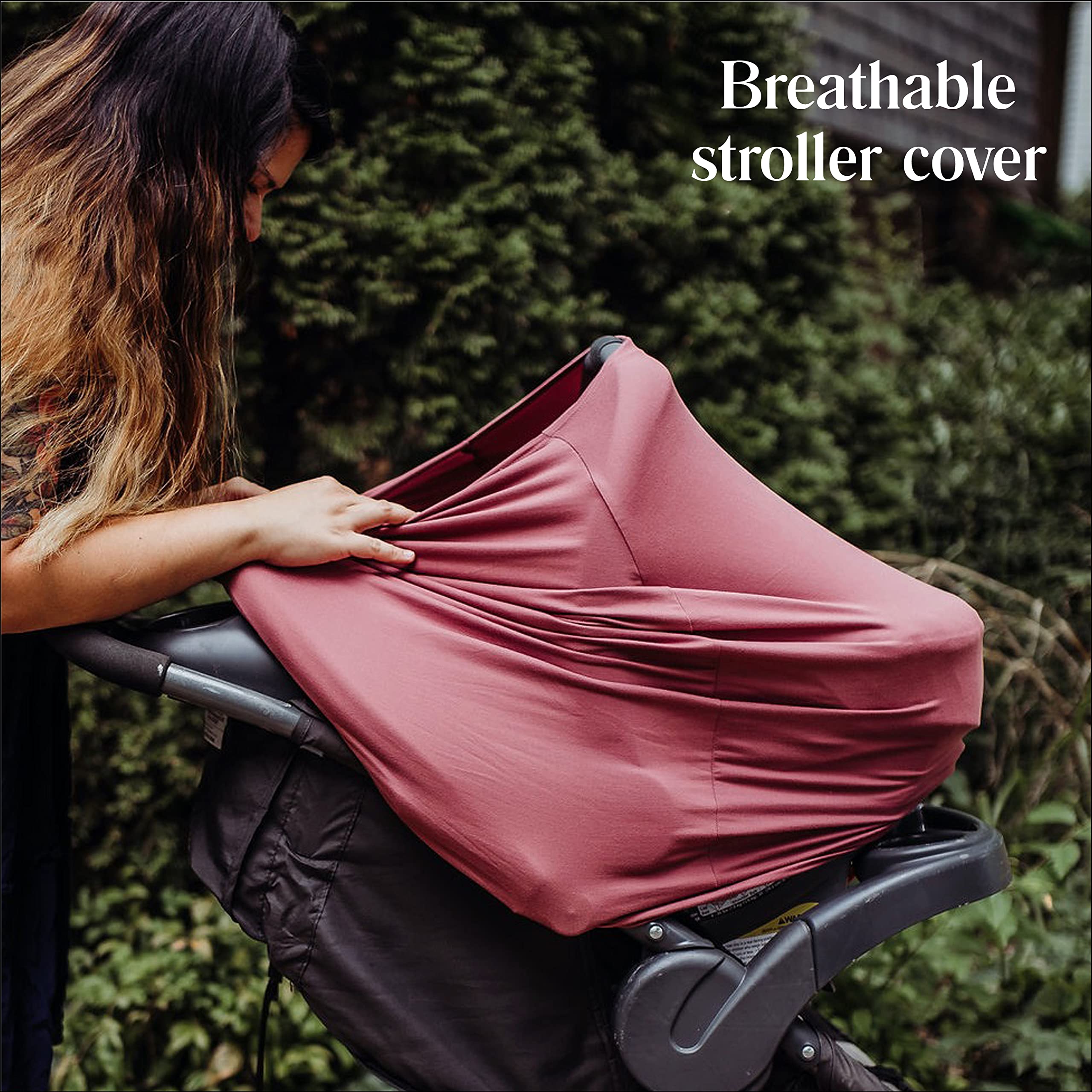 Simka Rose Breathable Nursing Cover & Adjustable Car Seat Canopy for Babies - Stretchy Breastfeeding Cover for Infant Boys & Girls - Summer Baby Carrier Cover - Perfect Baby Shower Gift & Registry Essential for Outdoor Walks, Shopping Trips & Travel