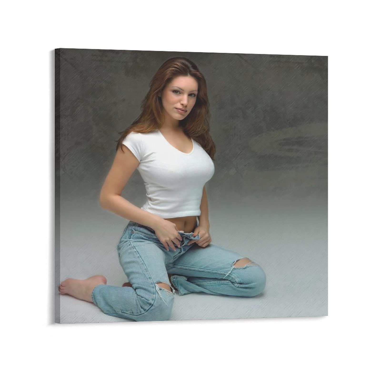 Kelly Brook British Actress Beauty Poster - 9 Piece Canvas Wall Art Print, Famous Celebrity Painting for Home & Office Decor, Living Room, Bedroom, Theater Room Display