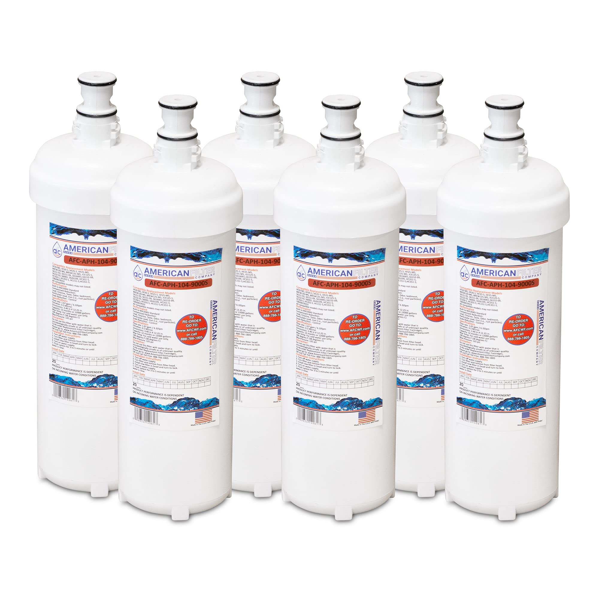 AFC-APH-104-9000 Water Filter Replacement - Compatible with 3M HF20 Water Filters (6-Pack) - High Performance Carbon Block Filtration for Clean Drinking Water - Perfect for Home, Office, and RV Use