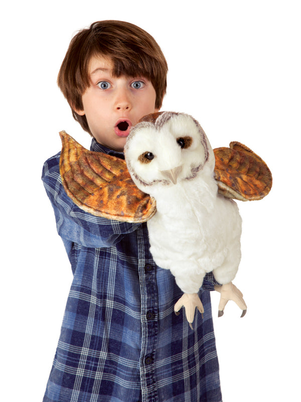 Folkmanis Barn Owl Hand Puppet - Realistic & Interactive Toy for Kids, Storytelling, and Educational Play