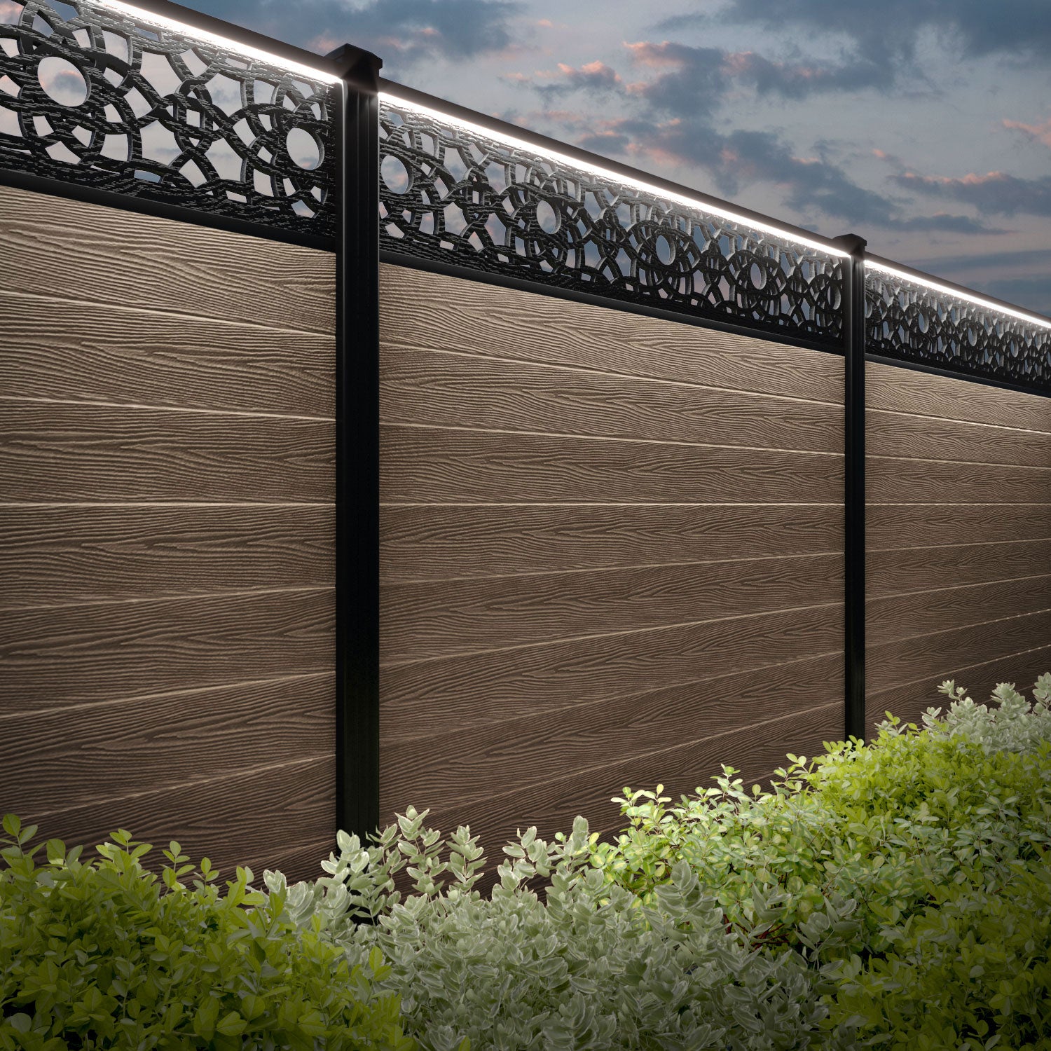 Premium Teak Classic Ambar Fence Panel with Durable Aluminum Posts - Perfect for Garden, Patio, and Backyard Privacy Fencing