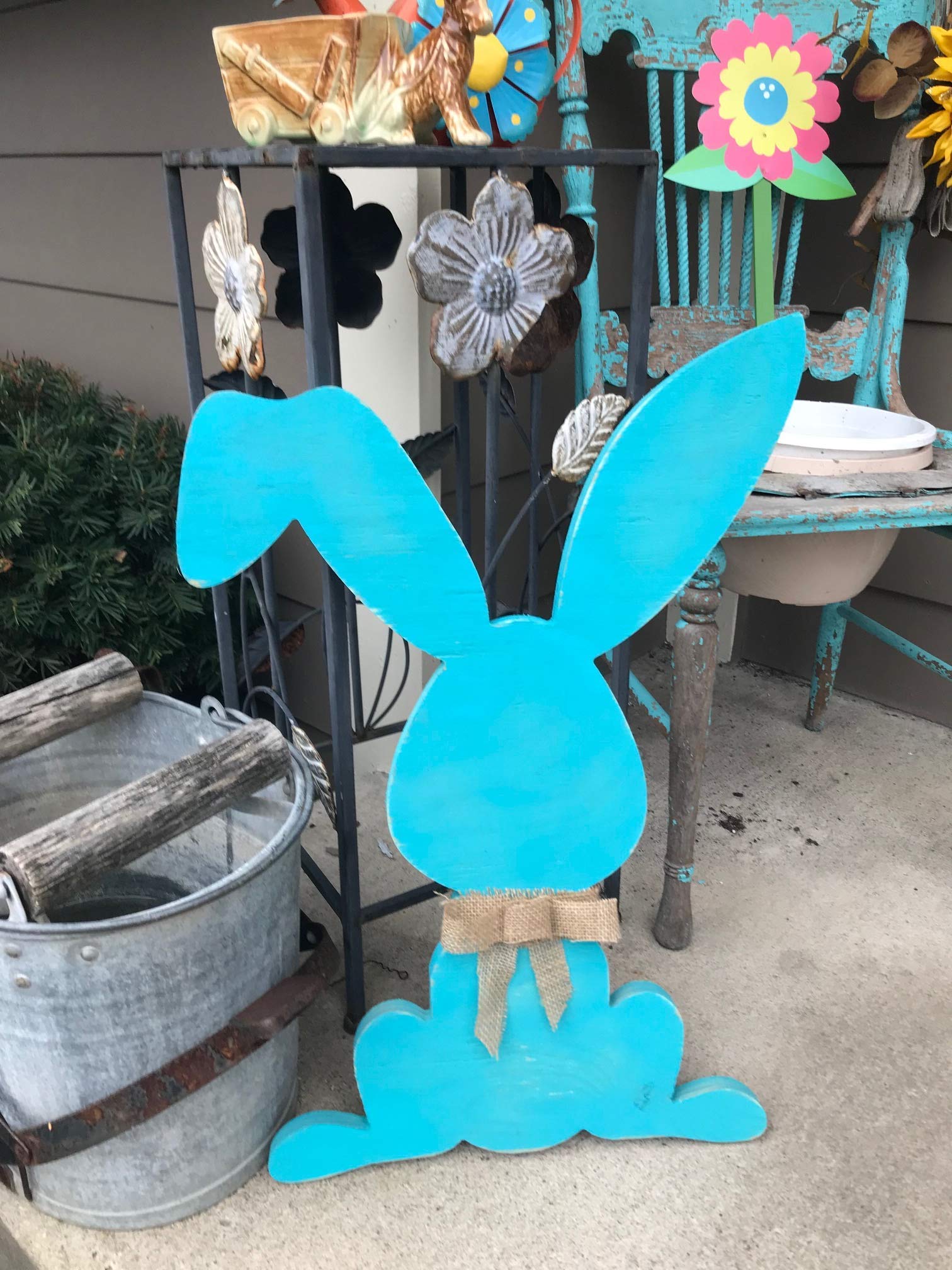 Wooden Bunny Sign Door Hanger - Happy Hoppy Easter Decorations, Rabbit Cutout for Spring Nursery & Kids Room Decor | Perfect for Easter Door Decor, Spring Home Decor, and Nursery Wall Art