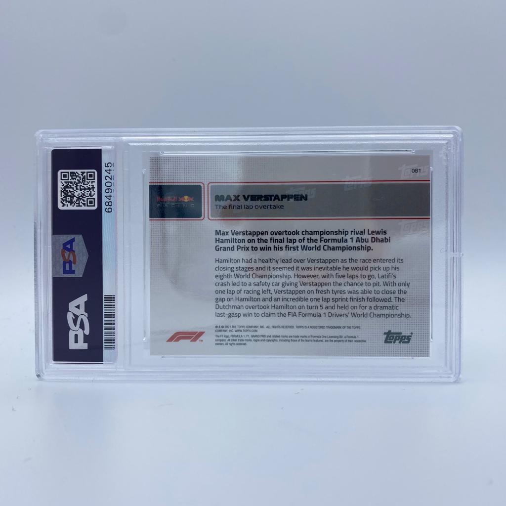 PSA 10 Graded Max Verstappen 2021 F1 Championship Final Lap Overtake Card #81 - Perfect for F1 Collectors & Racing Memorabilia Displays