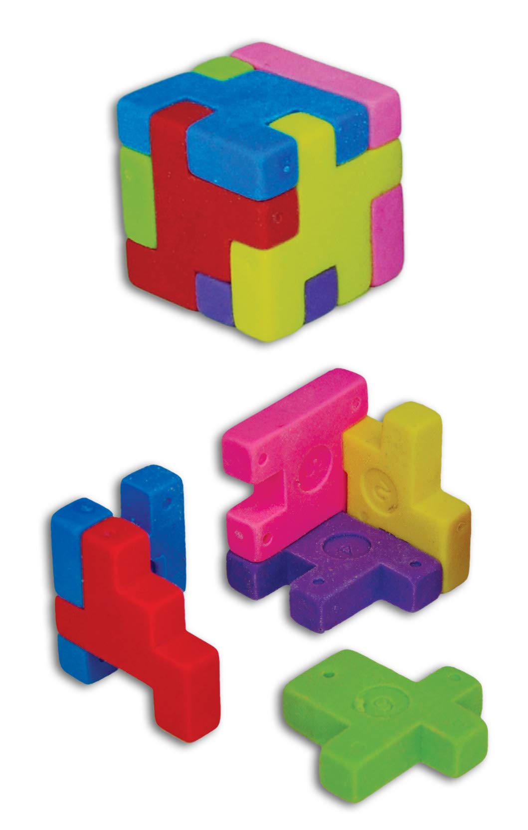Colorful Puzzle Cube Erasers for Kids - 12 Pack Fun School & Office Supplies - Perfect for Classroom, Homework, and Stress Relief