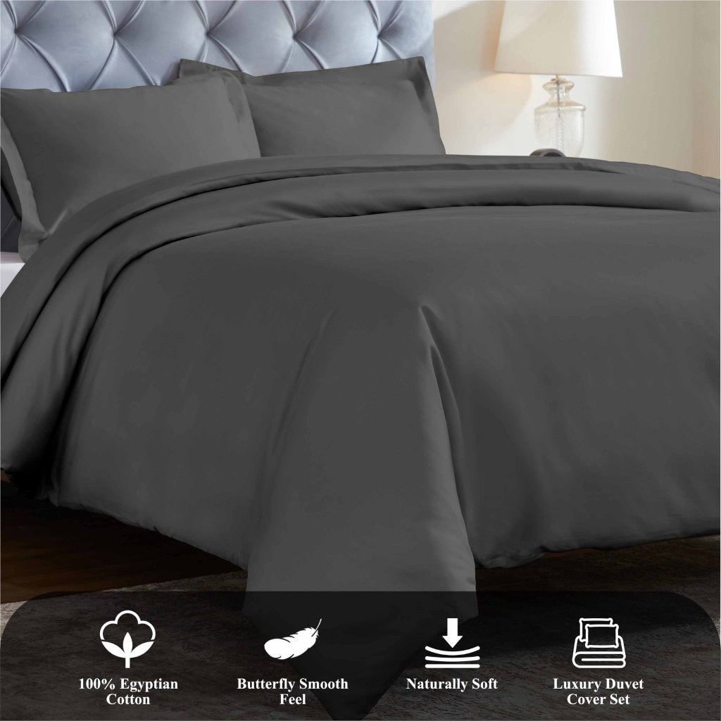 Luxury 1200 Thread Count Egyptian Cotton Duvet Cover Set - King Size, Soft Breathable Bedding for Hotel & Home Use