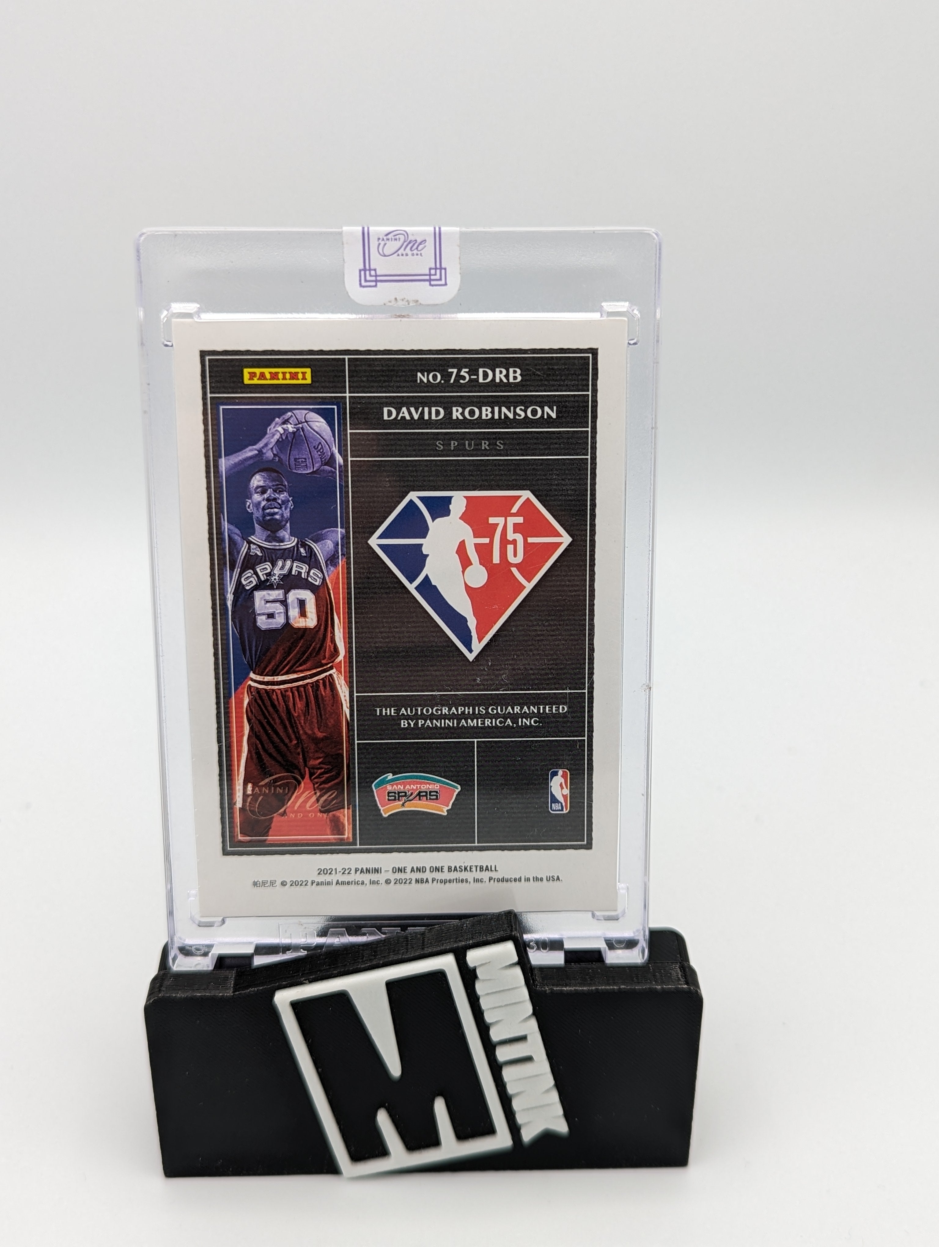 2021-22 Panini One and One David Robinson 75th Team Signatures 35/49 #75 DRB Basketball Trading Card - Perfect for NBA Collectors, Sports Memorabilia Enthusiasts & Investment