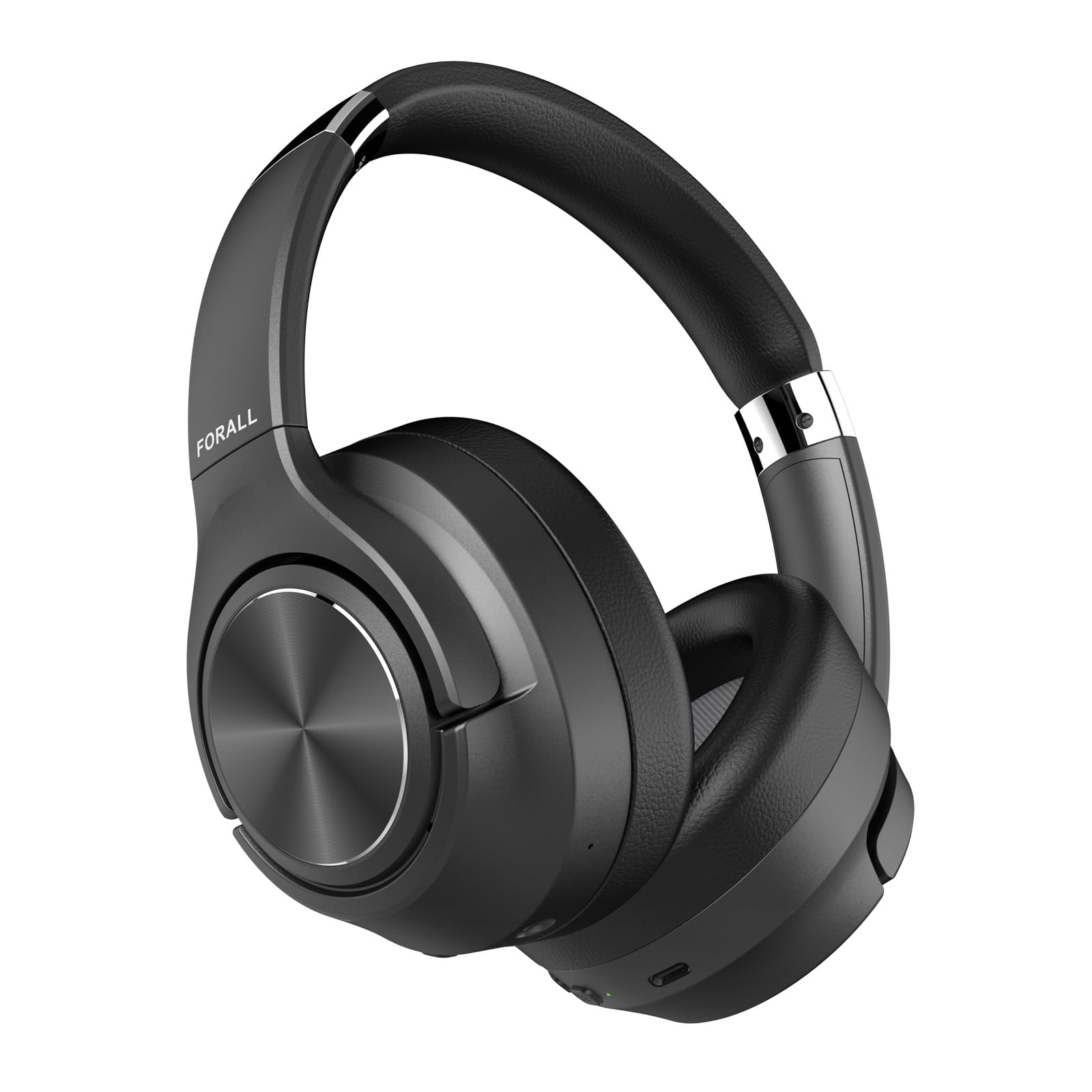 FORALL U35 Hybrid Active Noise Cancelling Bluetooth Headphones - Over Ear Wireless Headset with EQ Modes, 60H Playtime & Hi-Res Audio for Adults (Deep Black) - Perfect for Travel, Work & Gaming