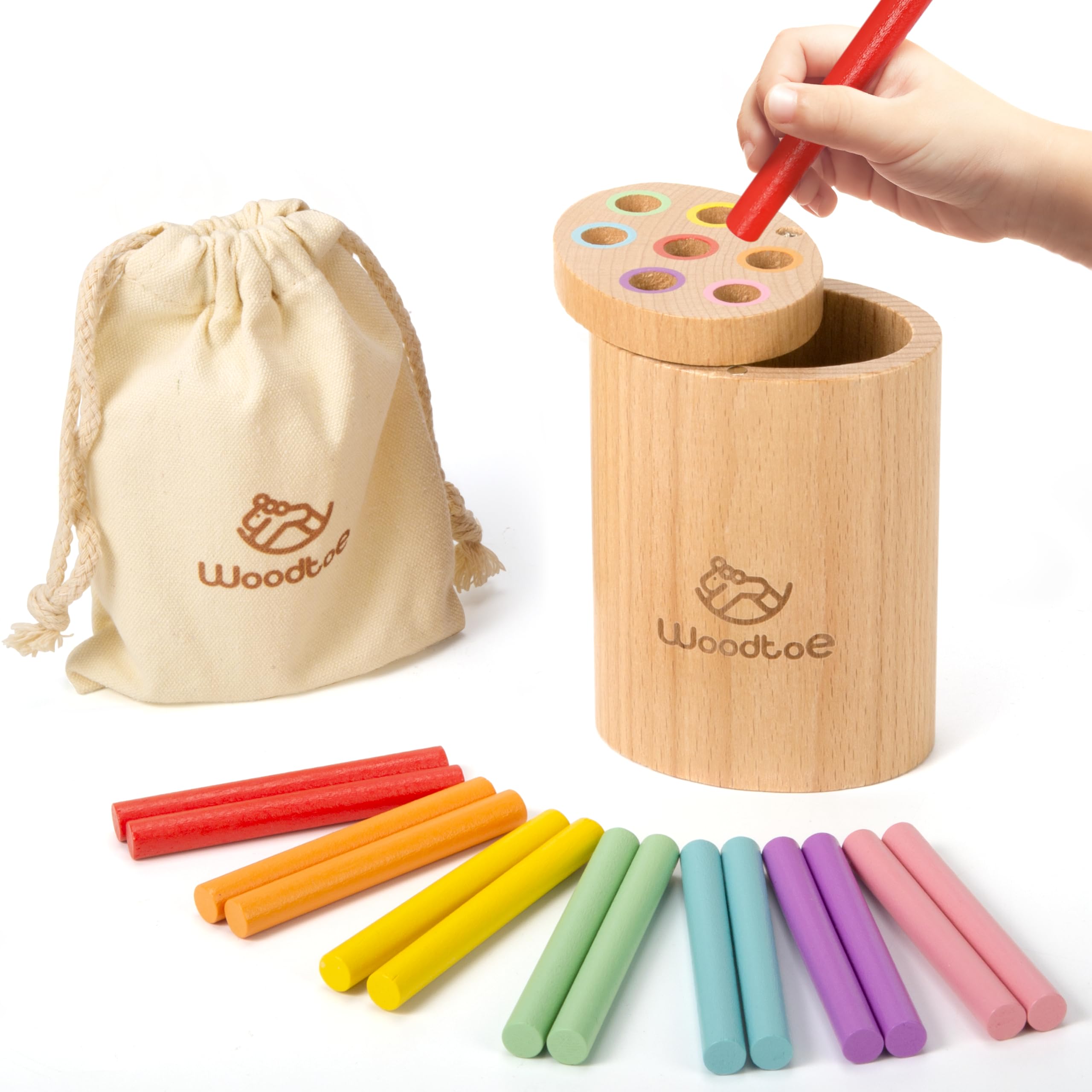 Montessori Wooden Sticks Sorting Toys for Toddlers 1-3 Years - 7 Color Educational Sensory Toys for Fine Motor Skills Development - Perfect Easter Gift for Baby Boys & Girls - Ideal for Preschool Learning & Home Playtime