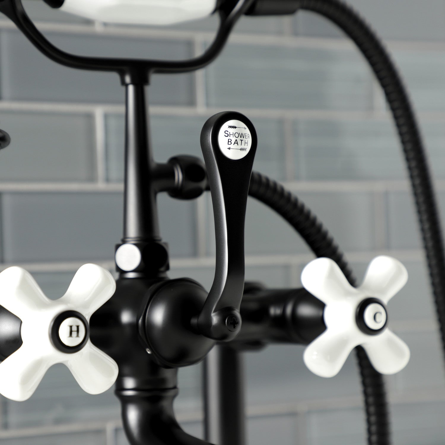 Vintage Matte Black Clawfoot Tub Faucet with Hand Shower - 3-Handle 2-Hole Deck Mount Bathroom Fixture for Antique Style Bathrooms | Perfect for Classic Home Renovation & Luxury Spa Experience
