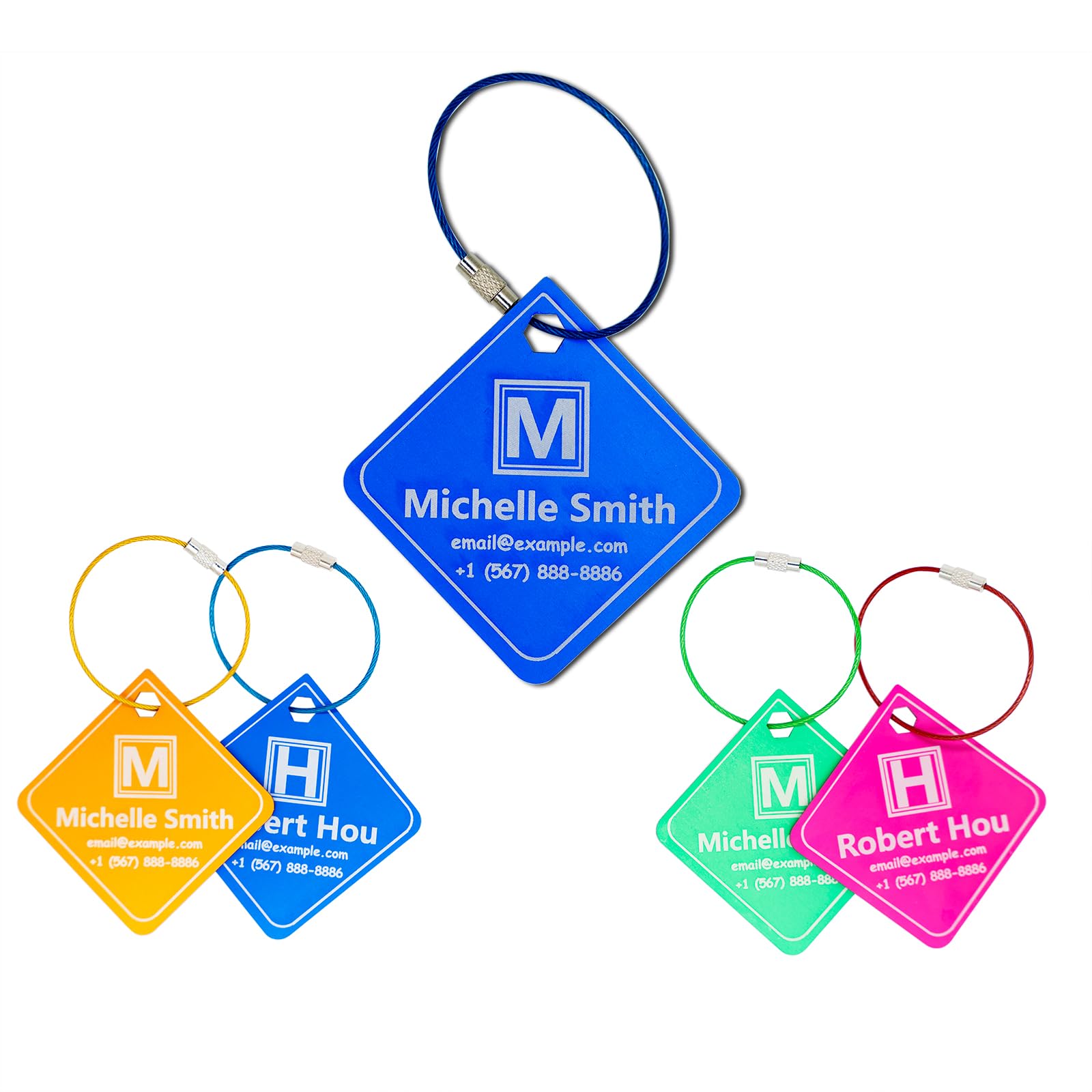 Personalized Engraved Metal Luggage Tags - Custom Name ID Tags for Suitcases, Backpacks & Travel Bags (2.1
