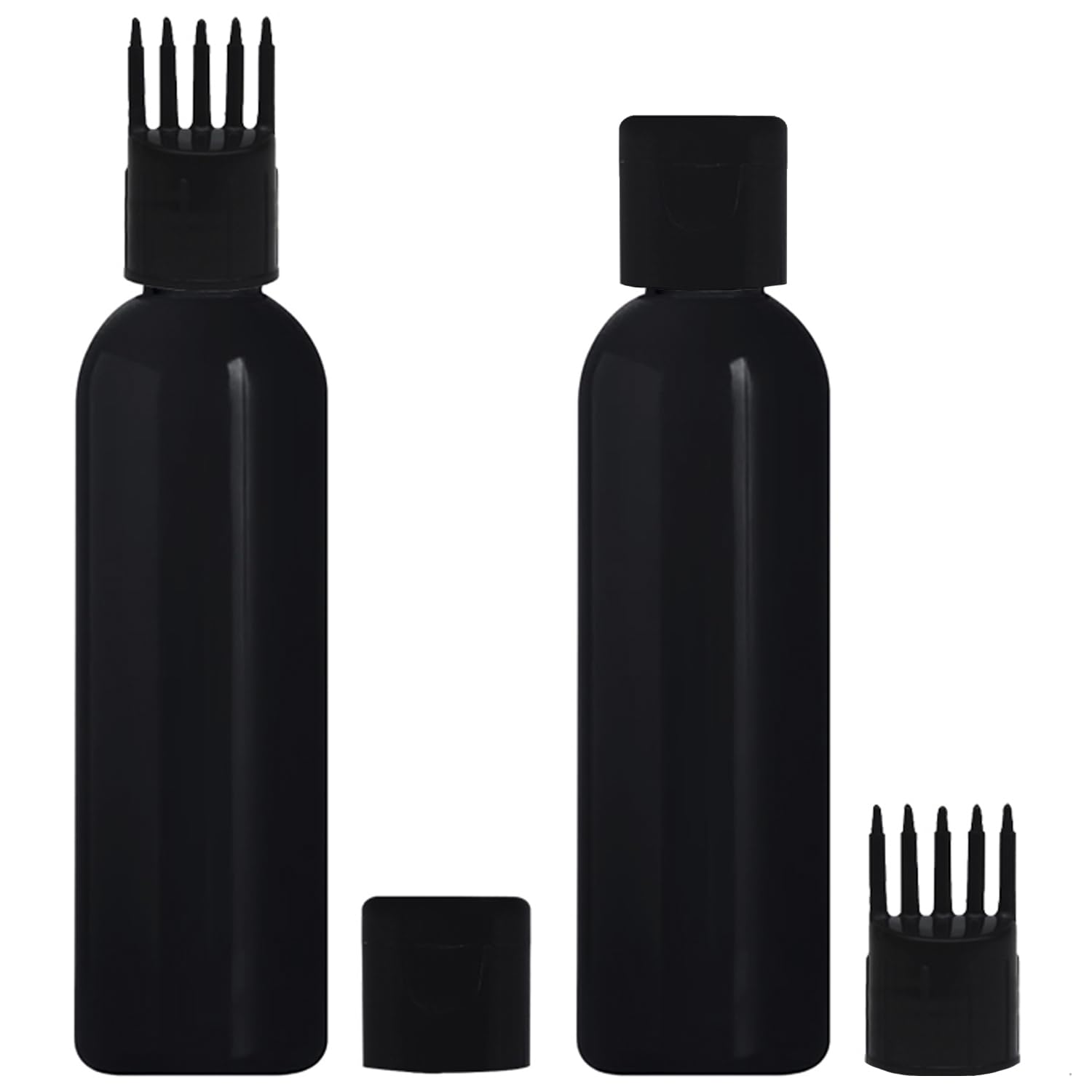JOYUS 100ml Hair Root Applicator Bottle for Hair Oil, Shampoo & Scalp Treatments - Pack of 2 (Black Bottle with Black Cap) - Perfect for At-Home Hair Care & Scalp Massage