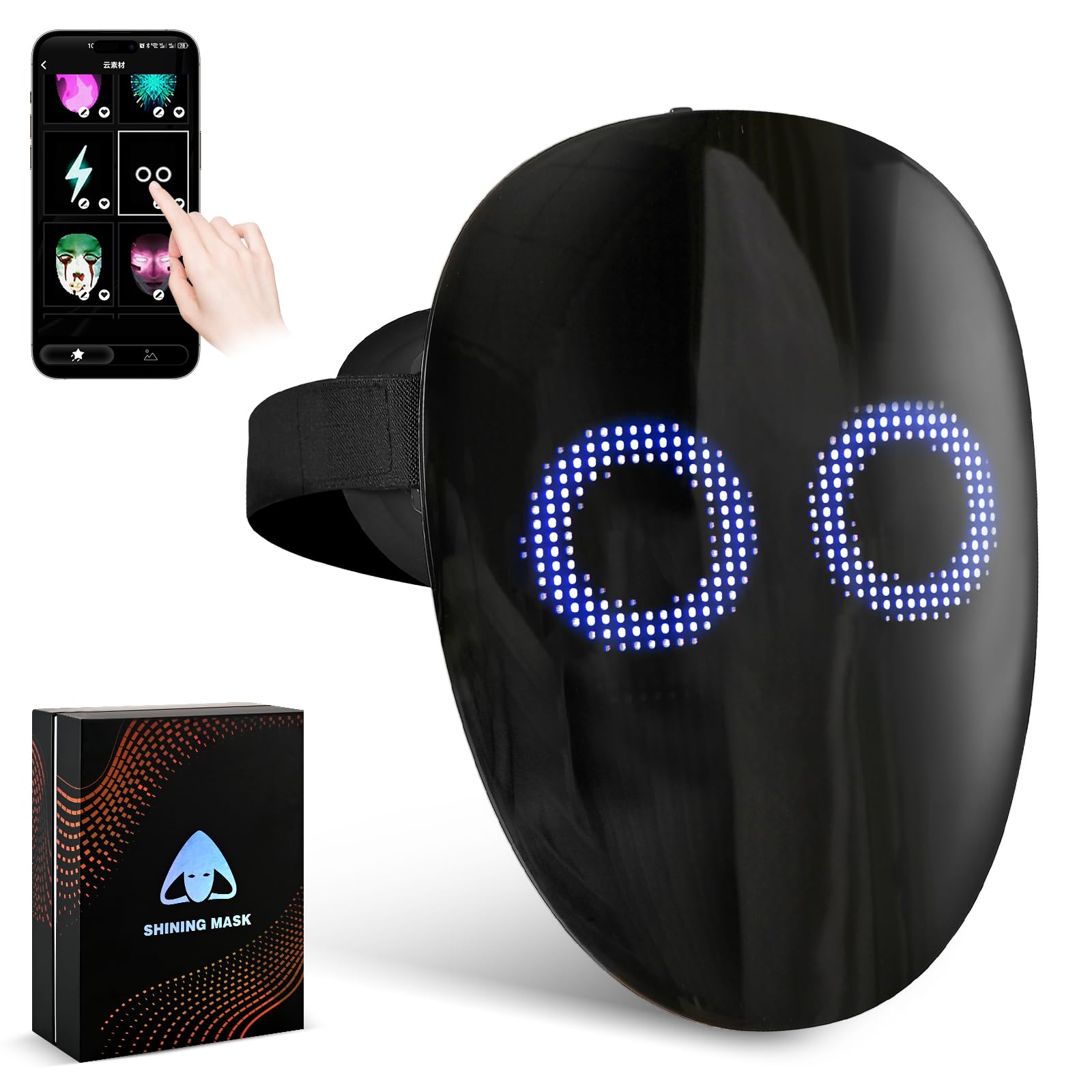 AIGLUN LED Mask with Gesture Sensing - Interactive Light Up Face Transforming Toy for Kids | Perfect Christmas Gift for Boys & Girls | Fun for Halloween, Cosplay & Parties
