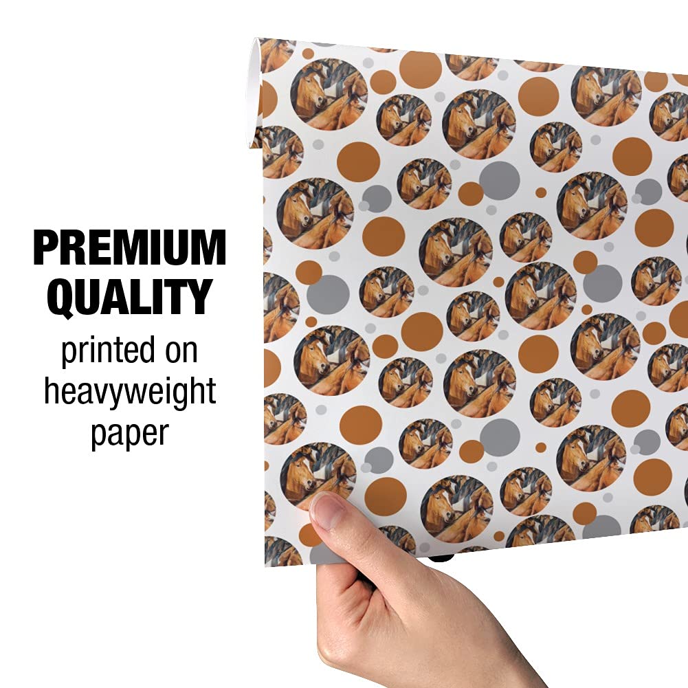 GRAPHICS & MORE Horses Gridlock Gift Wrap Wrapping Paper Roll - Premium Christmas Birthday Present Wrapping for Parties, Weddings & Special Occasions