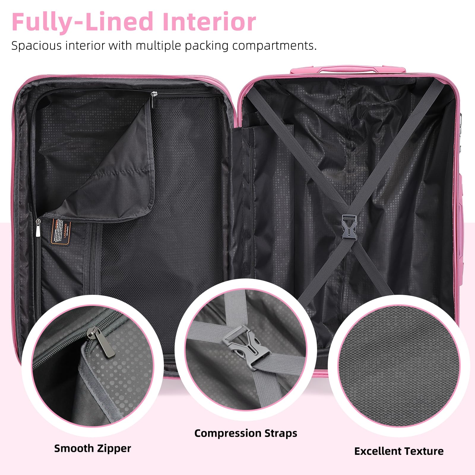3-Piece Lavender Hardside Luggage Set - 20