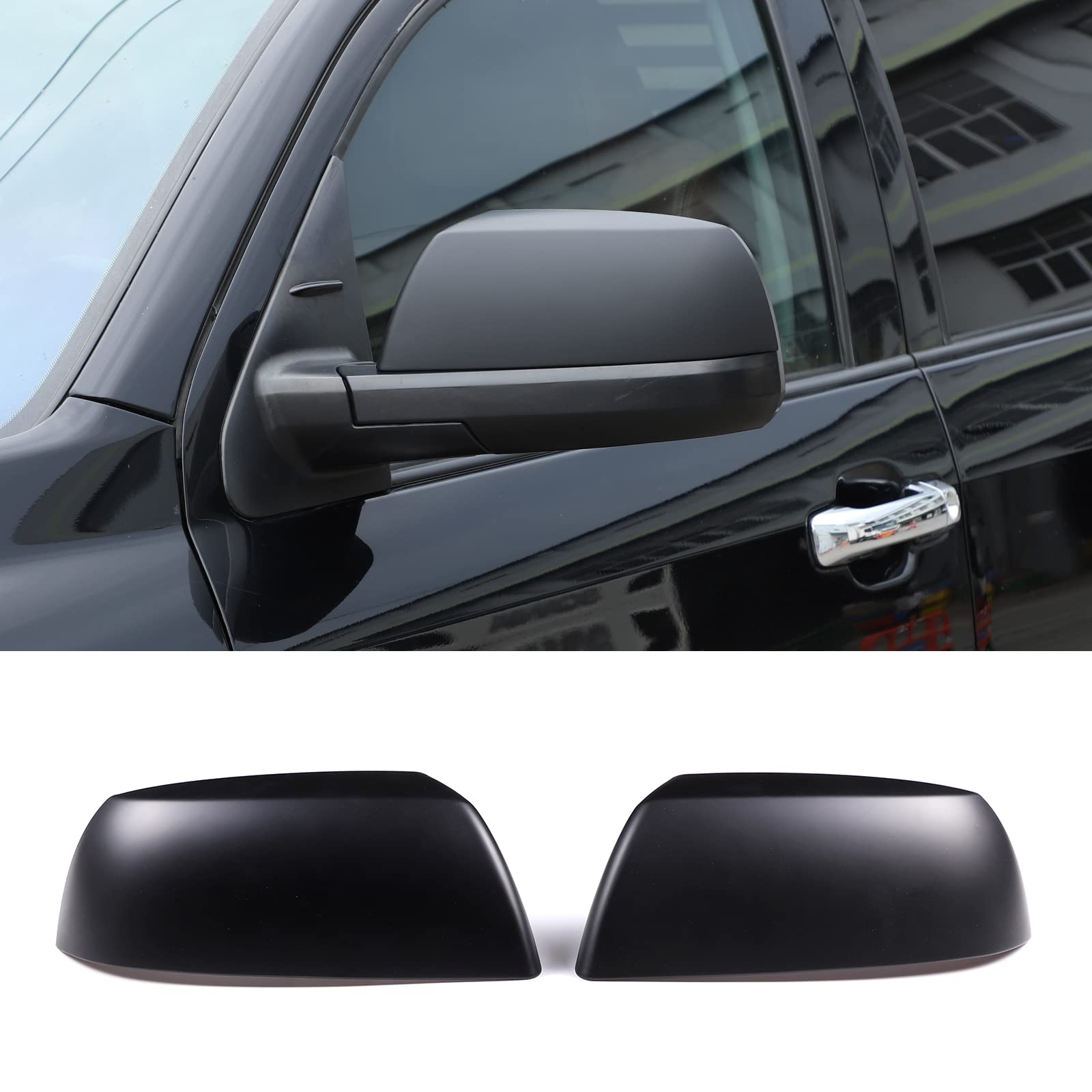 ABS Matte Black Side Mirror Cover Trim Sticker for Toyota Tundra 2007-2021 & Sequoia 2008-2020 - 2pcs - Durable Exterior Protection & Style Upgrade for Pickup Trucks and SUVs