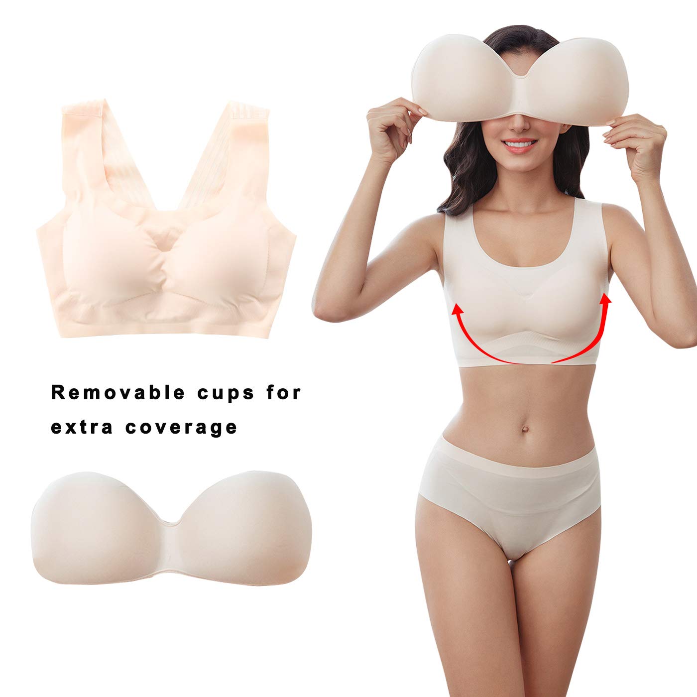 FEOYA Women's Sleep Bra Plus Size - Wireless Stretch Bralette for Sports & Comfort - Perfect for Yoga, Lounge & Nightwear