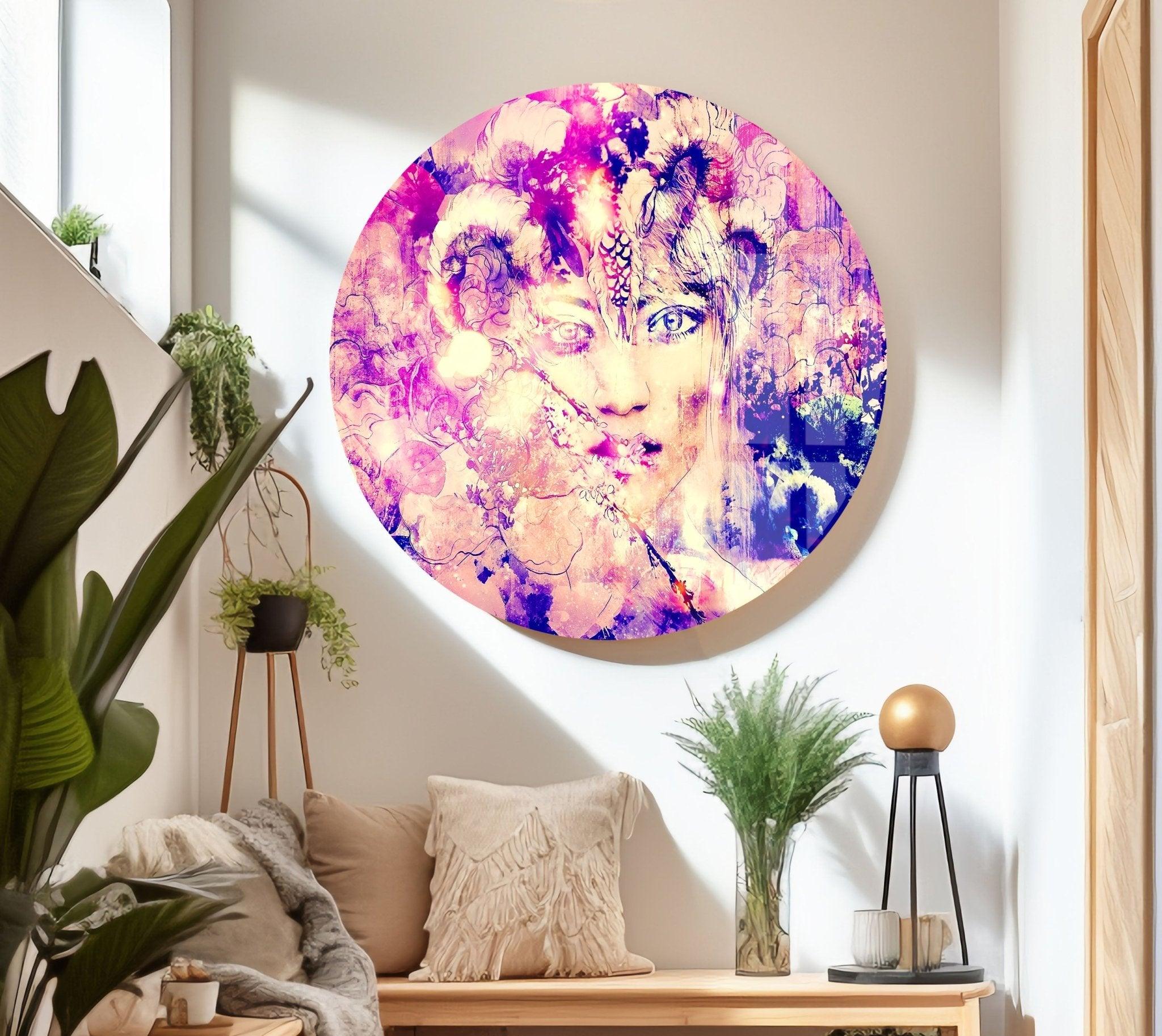 Abstract Woman Painting - Modern Glass Wall Art Decor for Living Room, Bedroom & Office - Elegant Home & Office Decoration