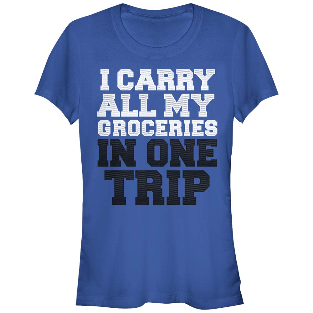 Junior's Chin UP I Carry All My Groceries in One Trip Funny Slogan T-Shirt - Casual Cotton Tee for Grocery Shopping, Errands & Everyday Wear