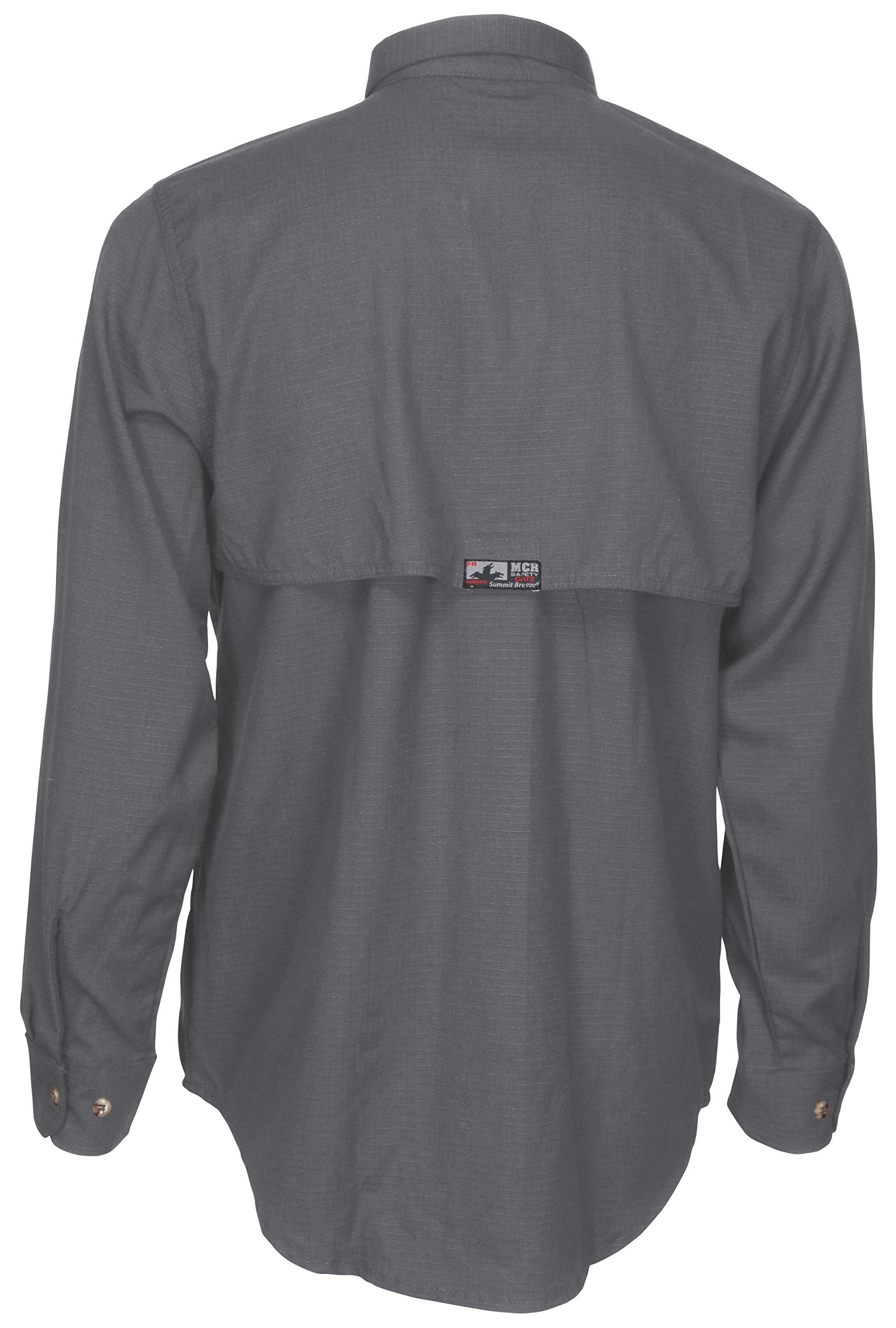 FR Flame Resistant Work Shirt - Summit Breeze Vented Inherent Blend, Grey, 2XL | OSHA Compliant Safety Wear for Electricians & Industrial Workers