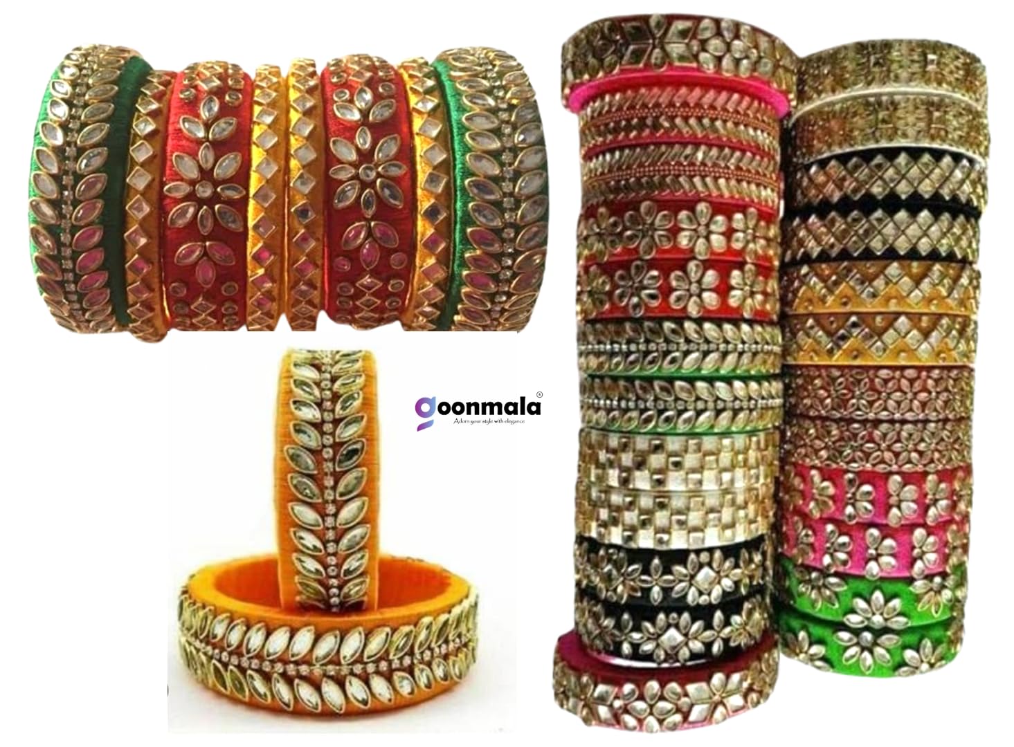 **Goonmala Kundan Stone Kit for Jewelry Making – Rhinestone Beads for Bangles, Embroidery, Craft & Fabric Decoration – Includes Free 5-Shape Silver Fabric Glue Cone – Perfect for DIY Fashion Accessories & Home Decor Projects**