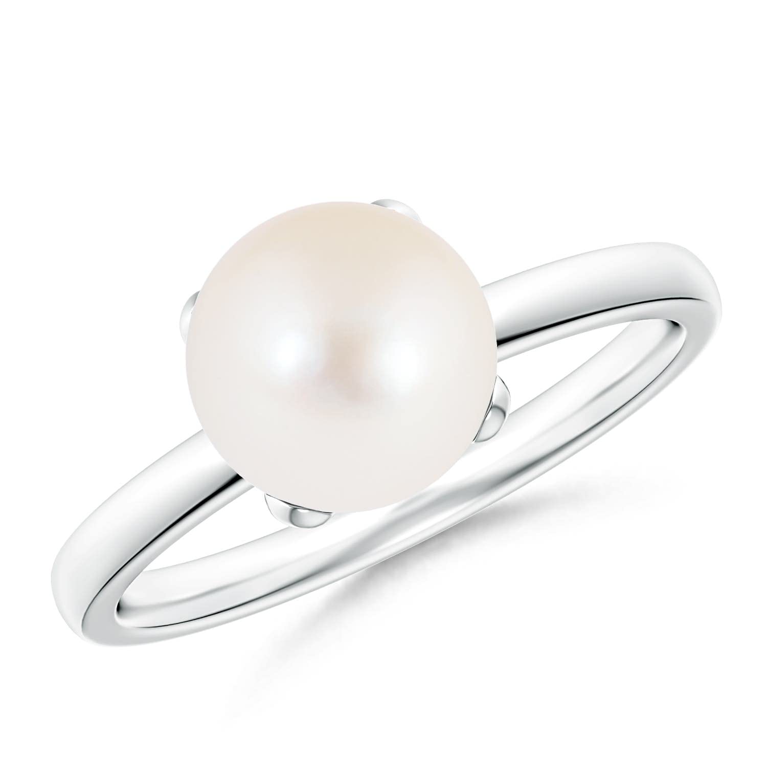 Angara Solitaire Freshwater Pearl Ring for Women - 925 Sterling Silver or 14K Solid Gold June Birthstone Jewelry | Elegant Gift for Birthday, Anniversary & Special Occasions | Perfect for Weddings, Parties & Everyday Wear