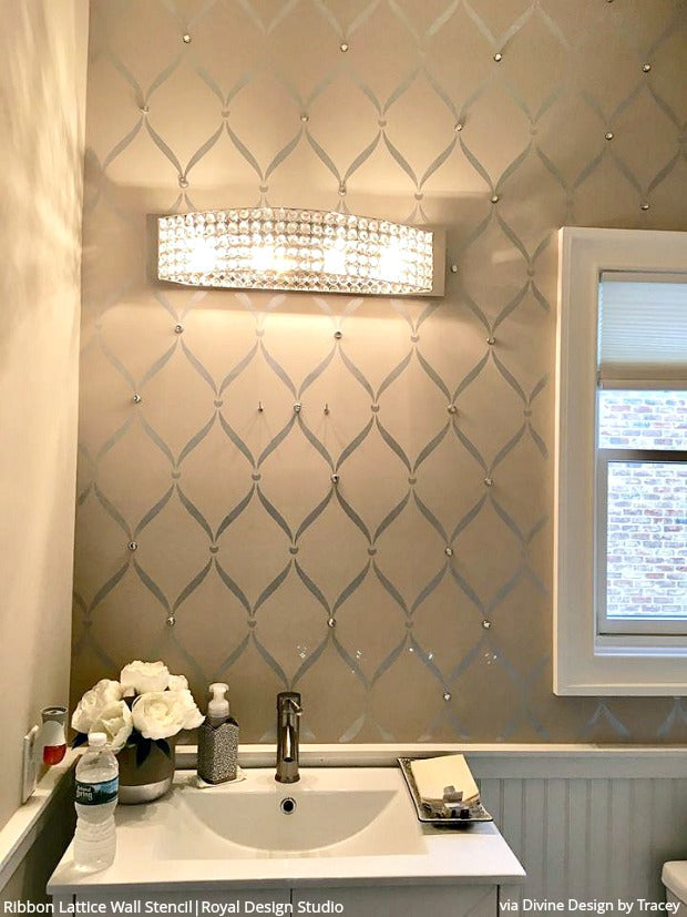 Ribbon Lattice Wall Stencil - Reusable DIY Painting Template for Home Decor, Crafts & Furniture - Perfect for Bedroom, Nursery, Living Room Accent Walls