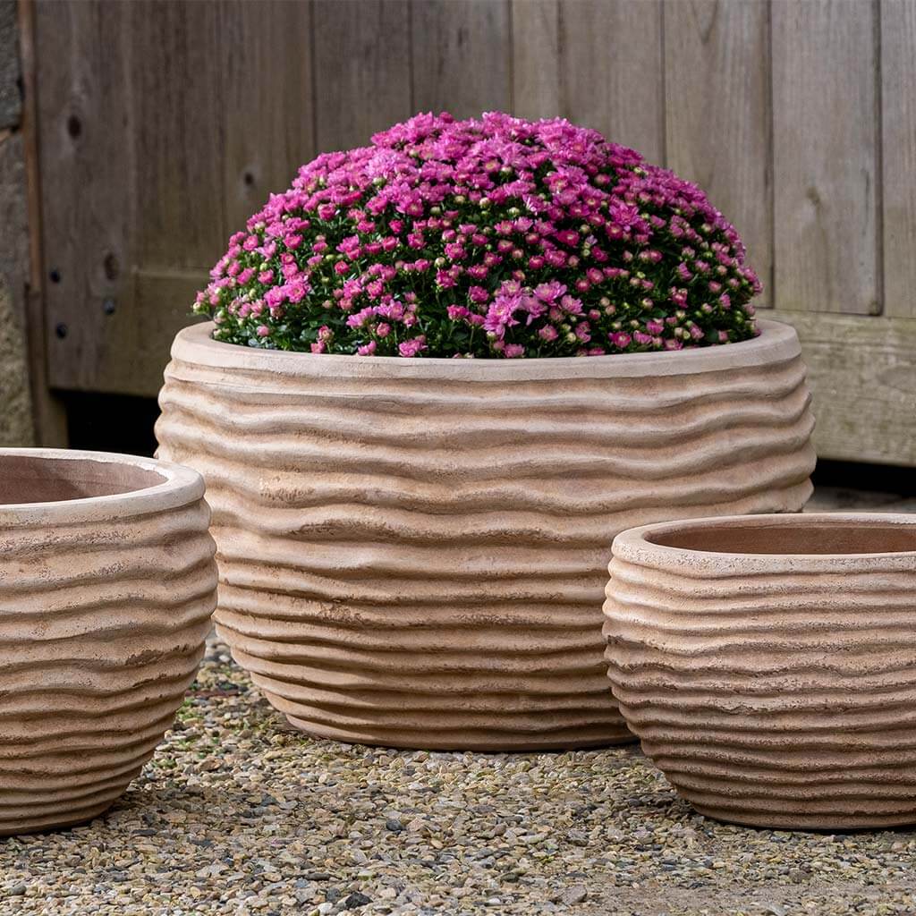 Campania International Nami Planter Set of 3 - Antico Terra Cotta Flower Pots for Indoor Plants, Outdoor Garden Decor, Patio & Home Décor